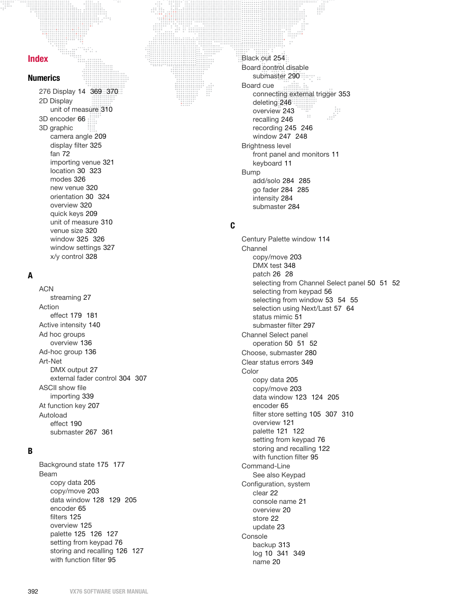 Index | PRG Vx76 User Manual 3.6 User Manual | Page 408 / 418