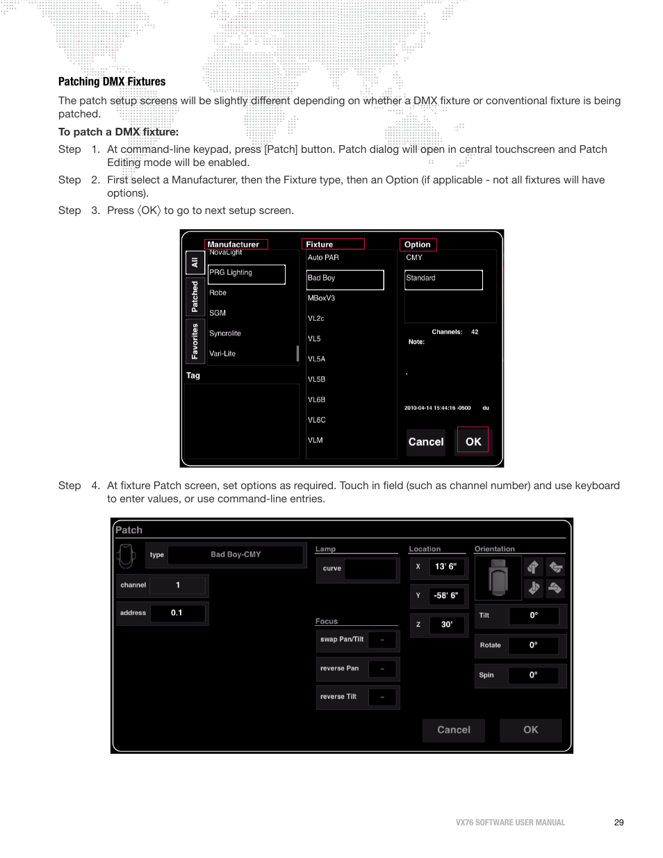 Patching dmx fixtures | PRG Vx76 User Manual 3.6 User Manual | Page 45 / 418