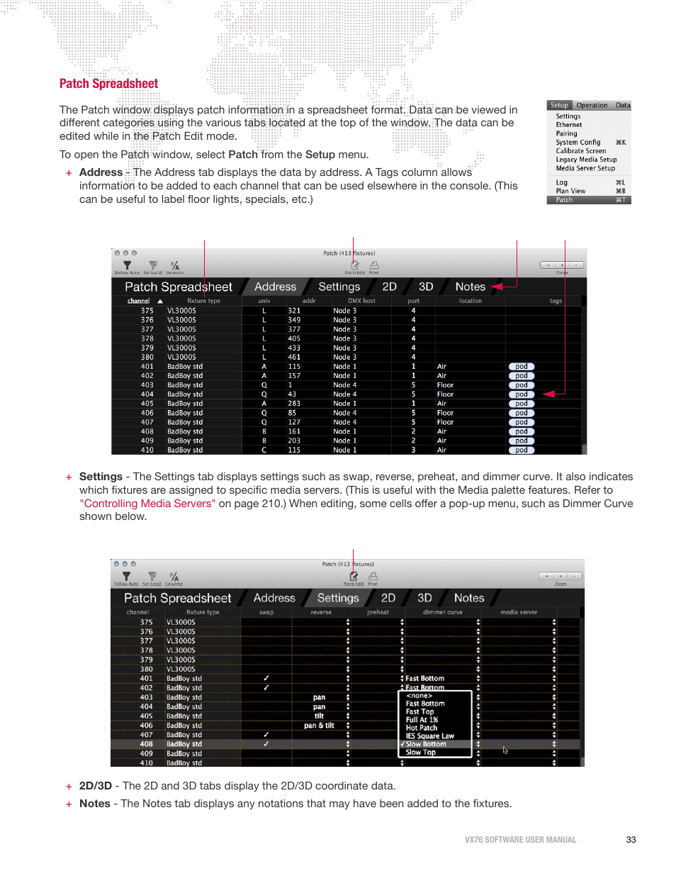 Patch spreadsheet | PRG Vx76 User Manual 3.6 User Manual | Page 49 / 418