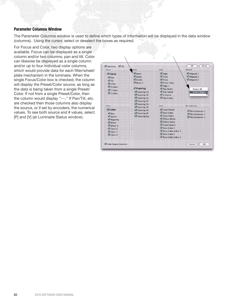 Parameter columns window | PRG Vx76 User Manual 3.6 User Manual | Page 98 / 418