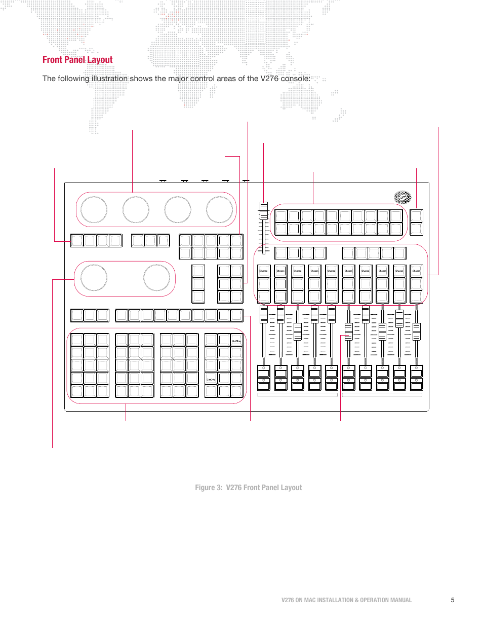 Front panel layout, V276 on mac installation & operation manual 5 | PRG V276 Installation & Operation Manual User Manual | Page 15 / 28