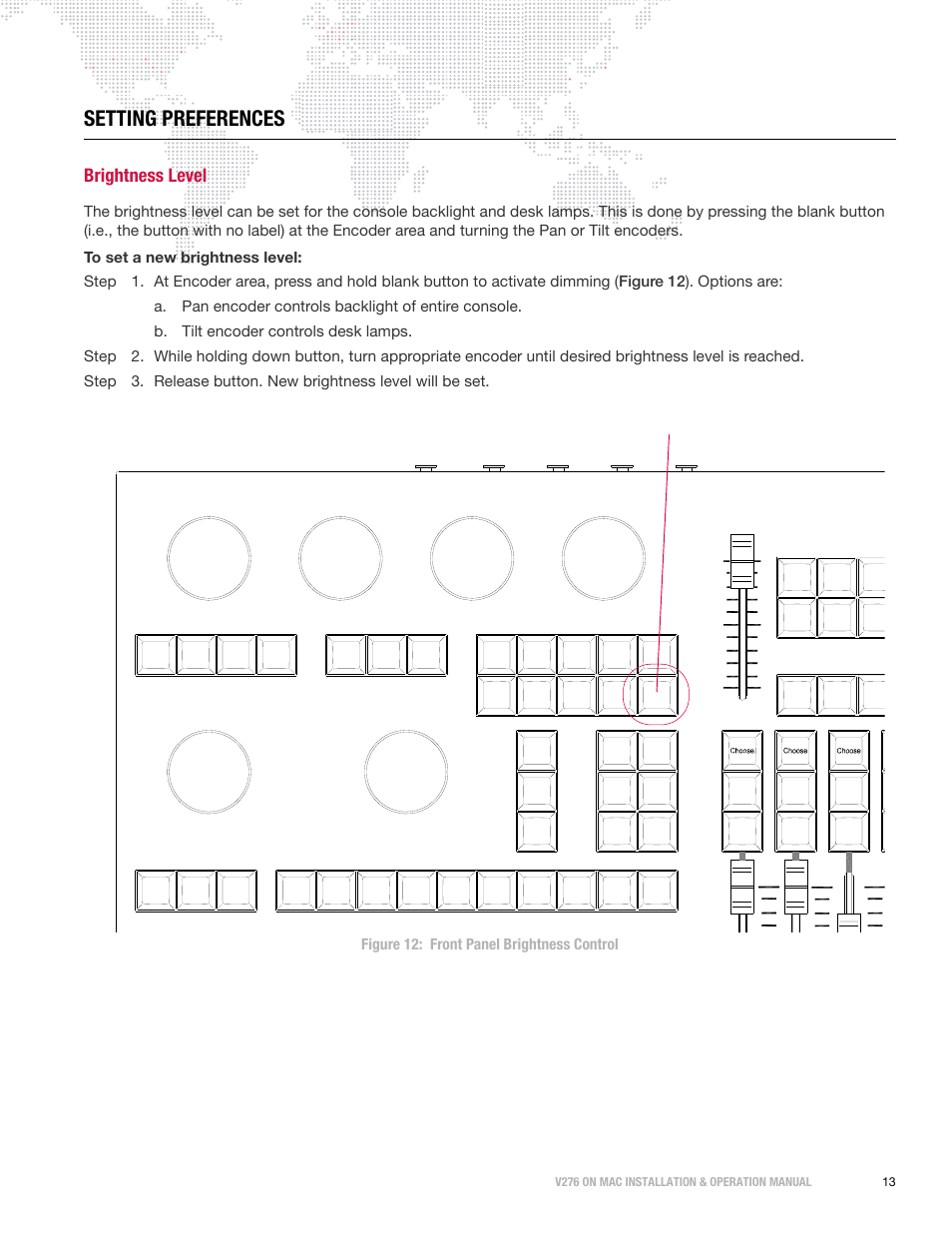 Setting preferences, Brightness level | PRG V276 Installation & Operation Manual User Manual | Page 23 / 28