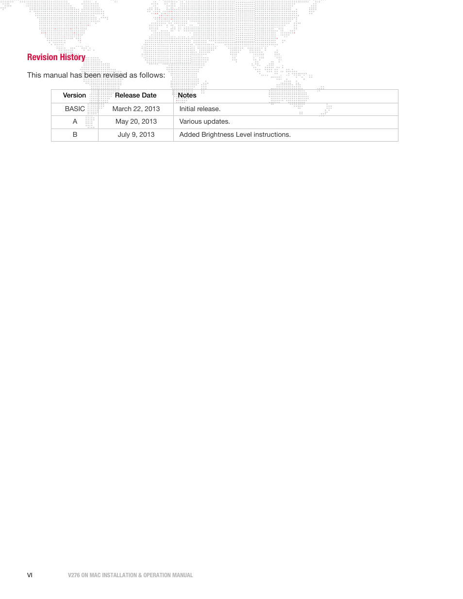 Revision history | PRG V276 Installation & Operation Manual User Manual | Page 8 / 28