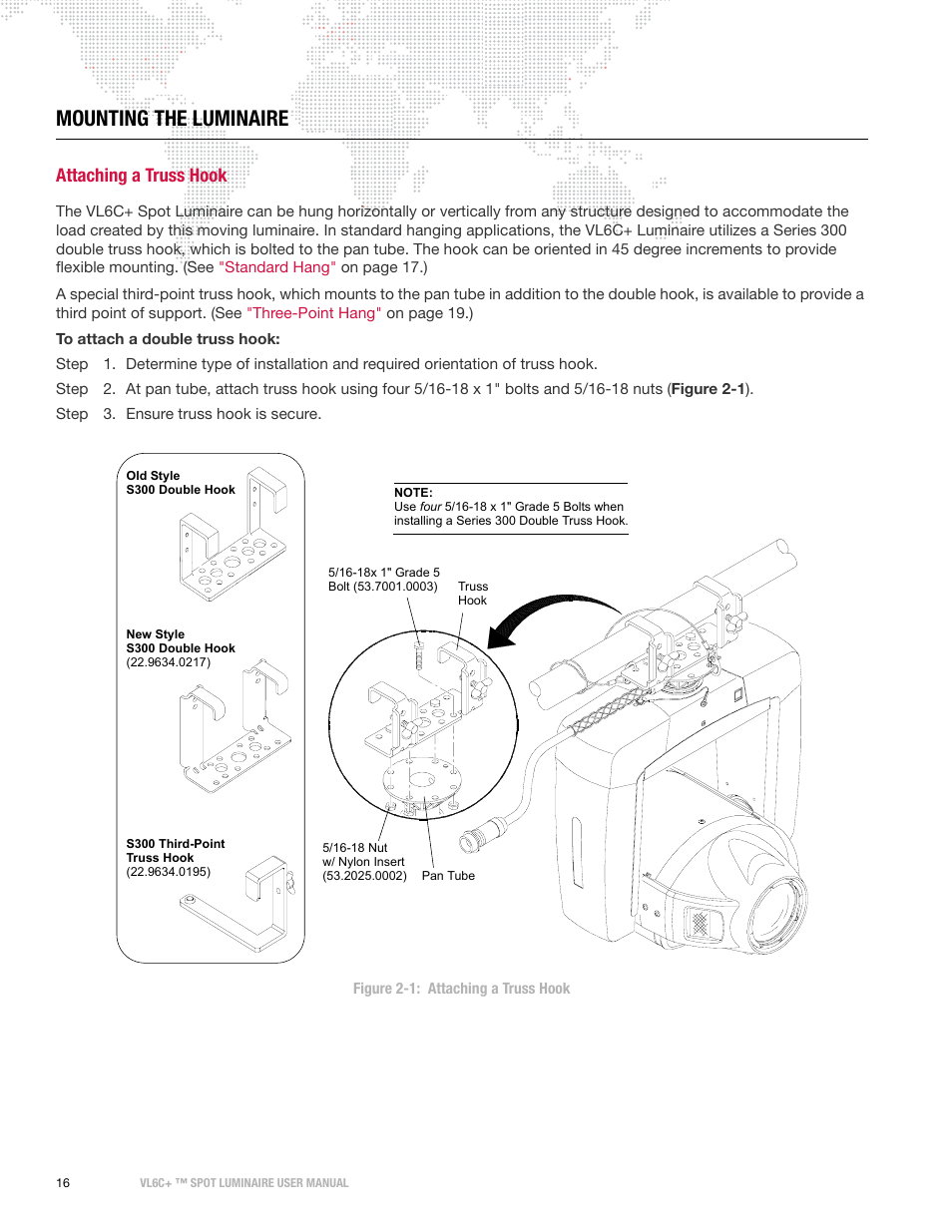 Mounting the luminaire, Attaching a truss hook | PRG VL6C+ User Manual | Page 24 / 70