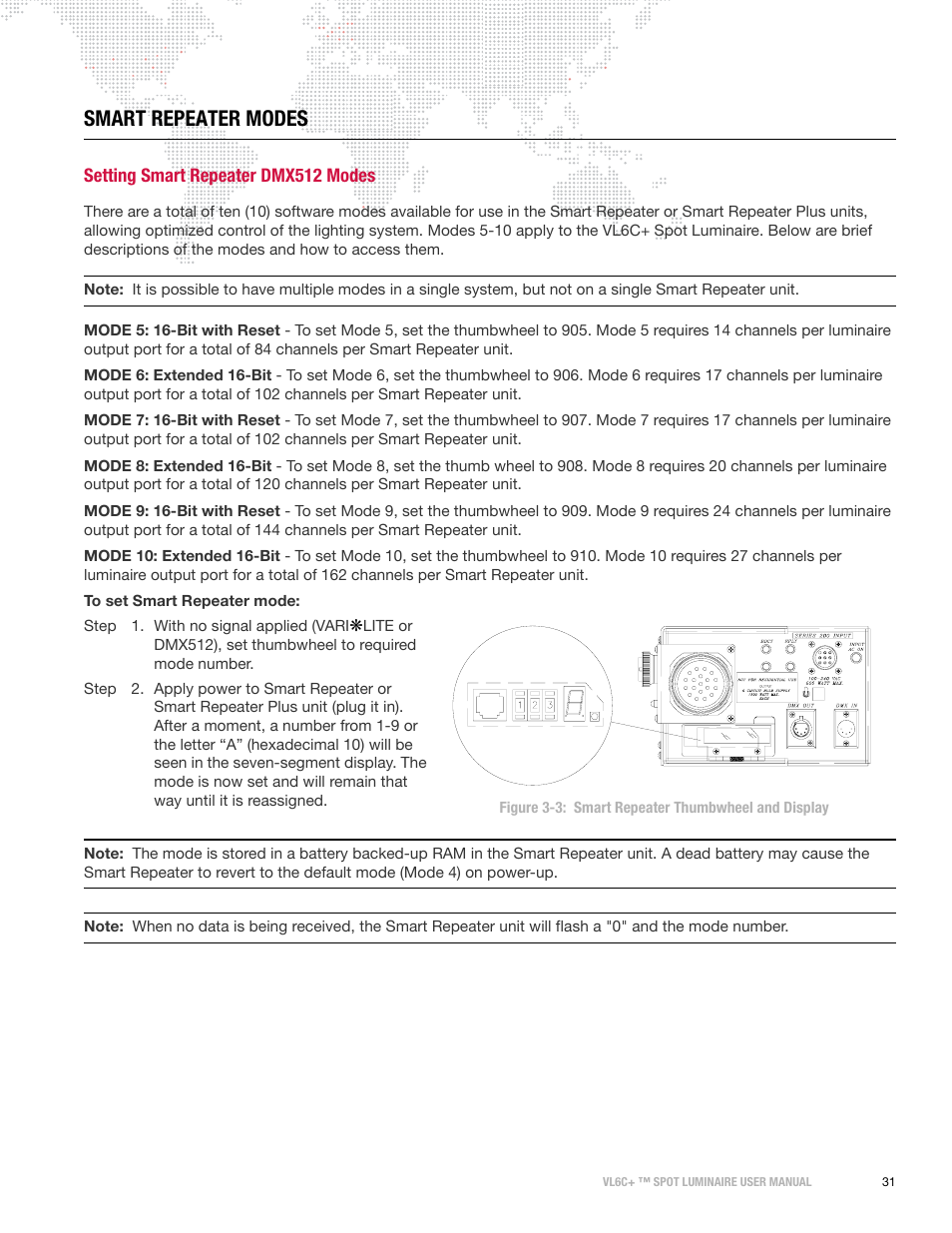 Smart repeater modes, Setting smart repeater dmx512 modes | PRG VL6C+ User Manual | Page 39 / 70