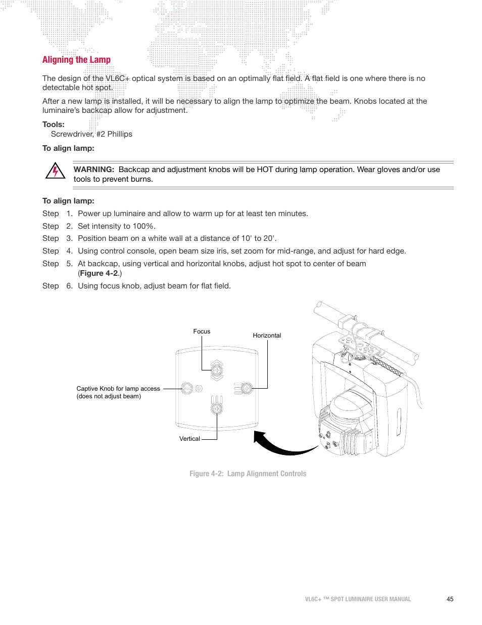 Aligning the lamp | PRG VL6C+ User Manual | Page 53 / 70