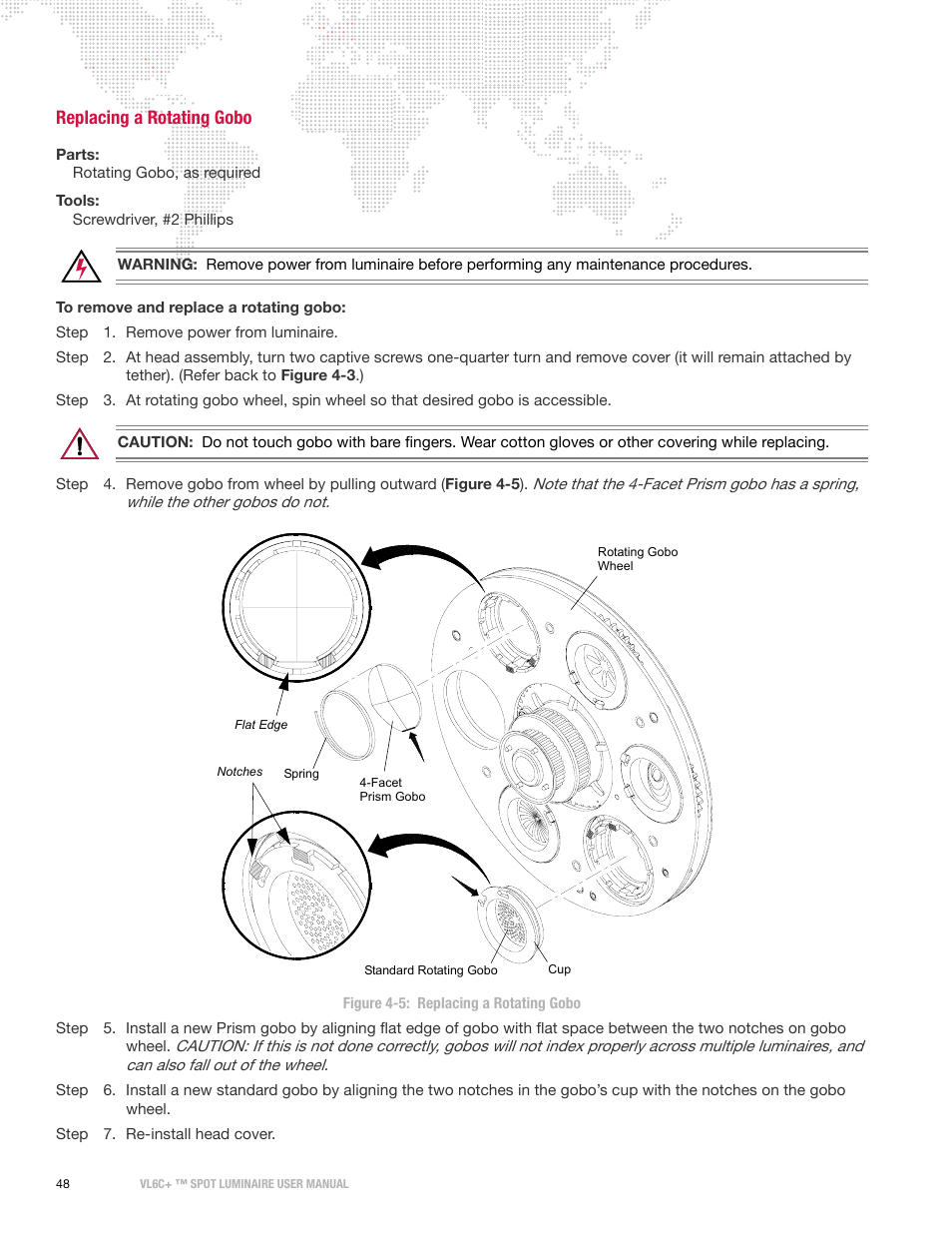 Replacing a rotating gobo | PRG VL6C+ User Manual | Page 56 / 70