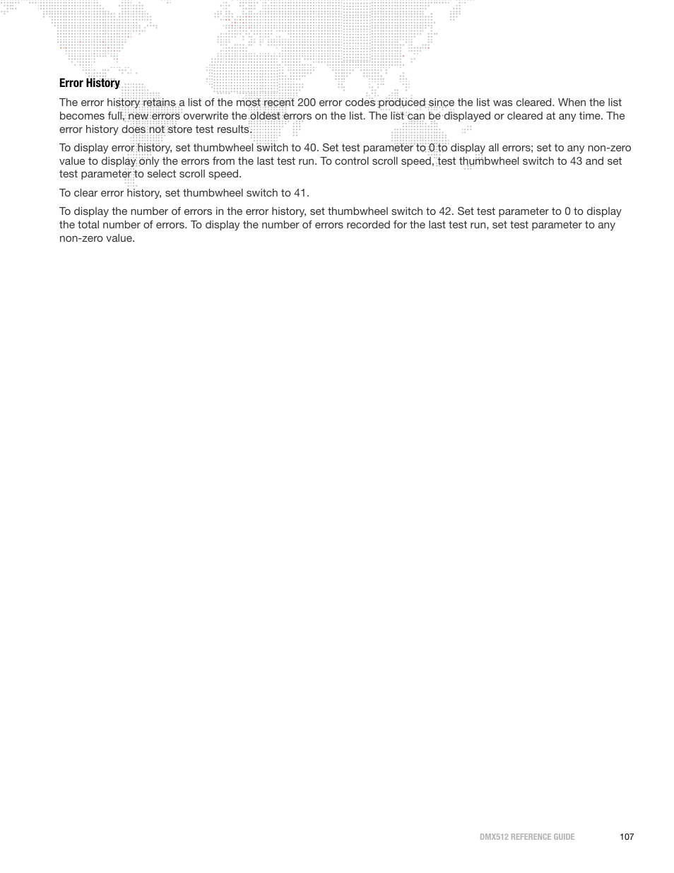 Error history | PRG DMX Reference Guide 5.4 User Manual | Page 115 / 166