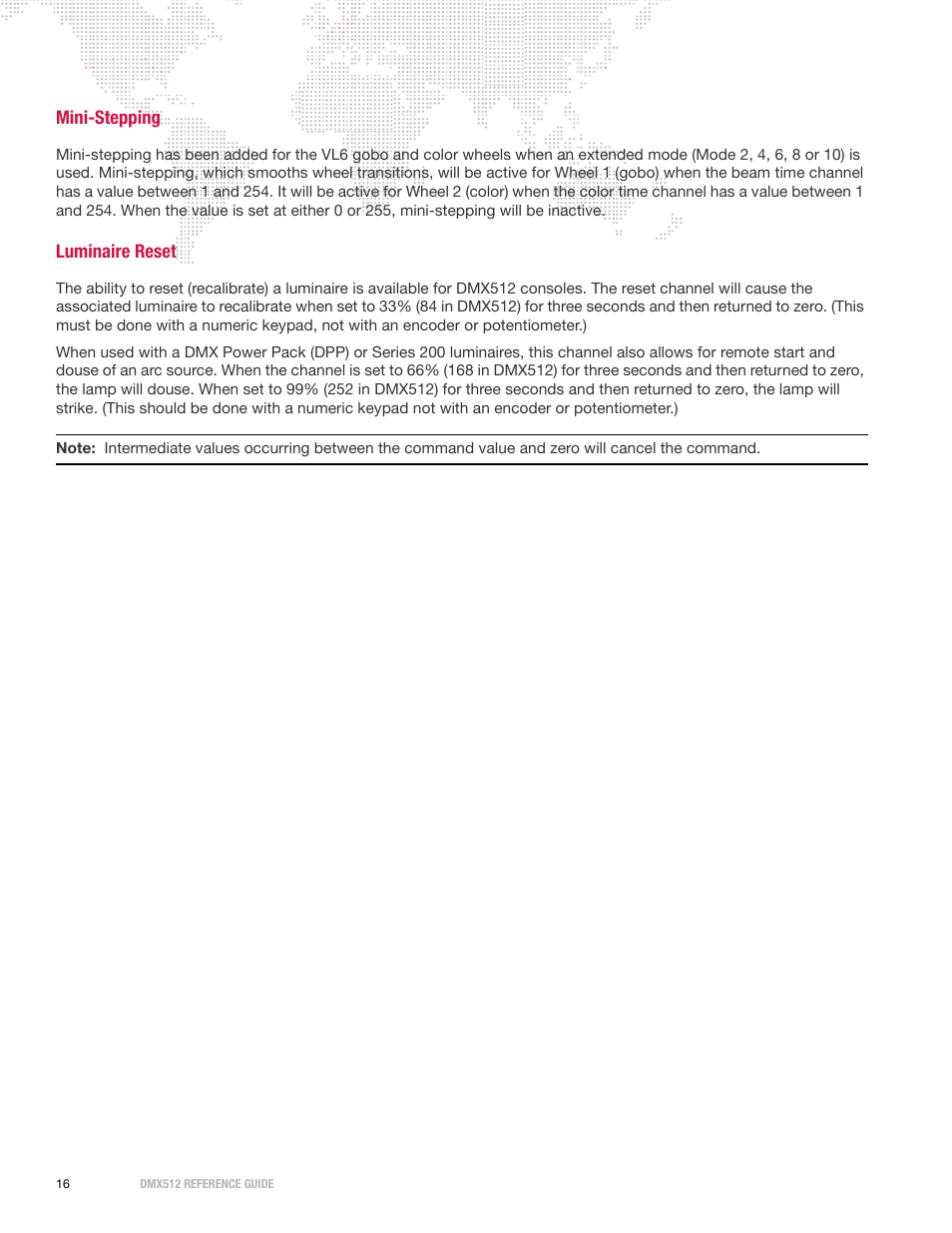 Mini-stepping, Luminaire reset, Mini-stepping luminaire reset | PRG DMX Reference Guide 5.4 User Manual | Page 24 / 166