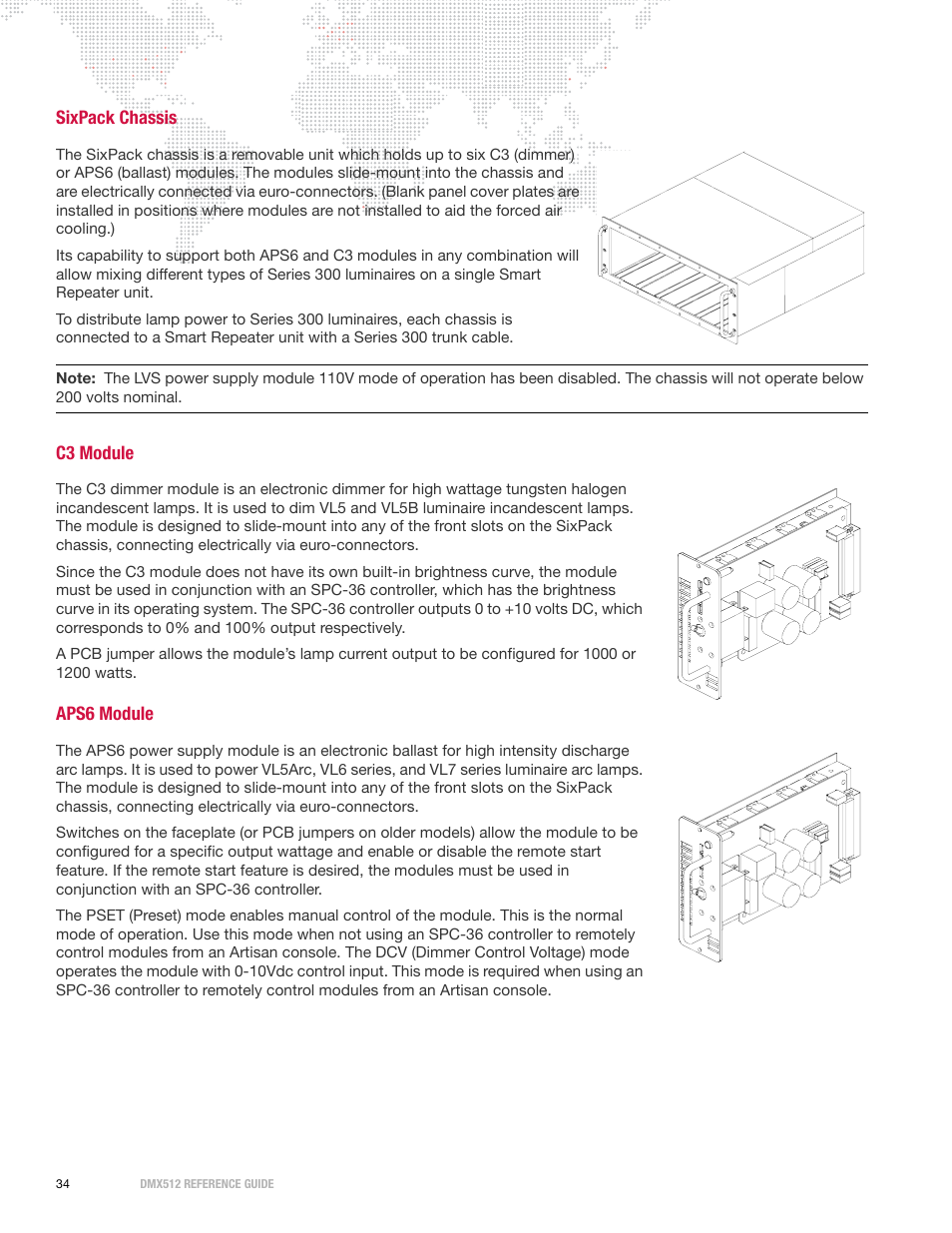 Sixpack chassis, C3 module, Aps6 module | Sixpack chassis c3 m, Aps6 modu | PRG DMX Reference Guide 5.4 User Manual | Page 42 / 166