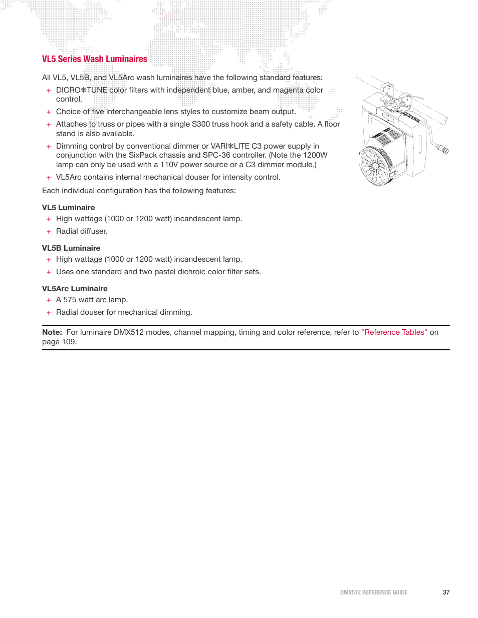 Vl5 series wash luminaires | PRG DMX Reference Guide 5.4 User Manual | Page 45 / 166