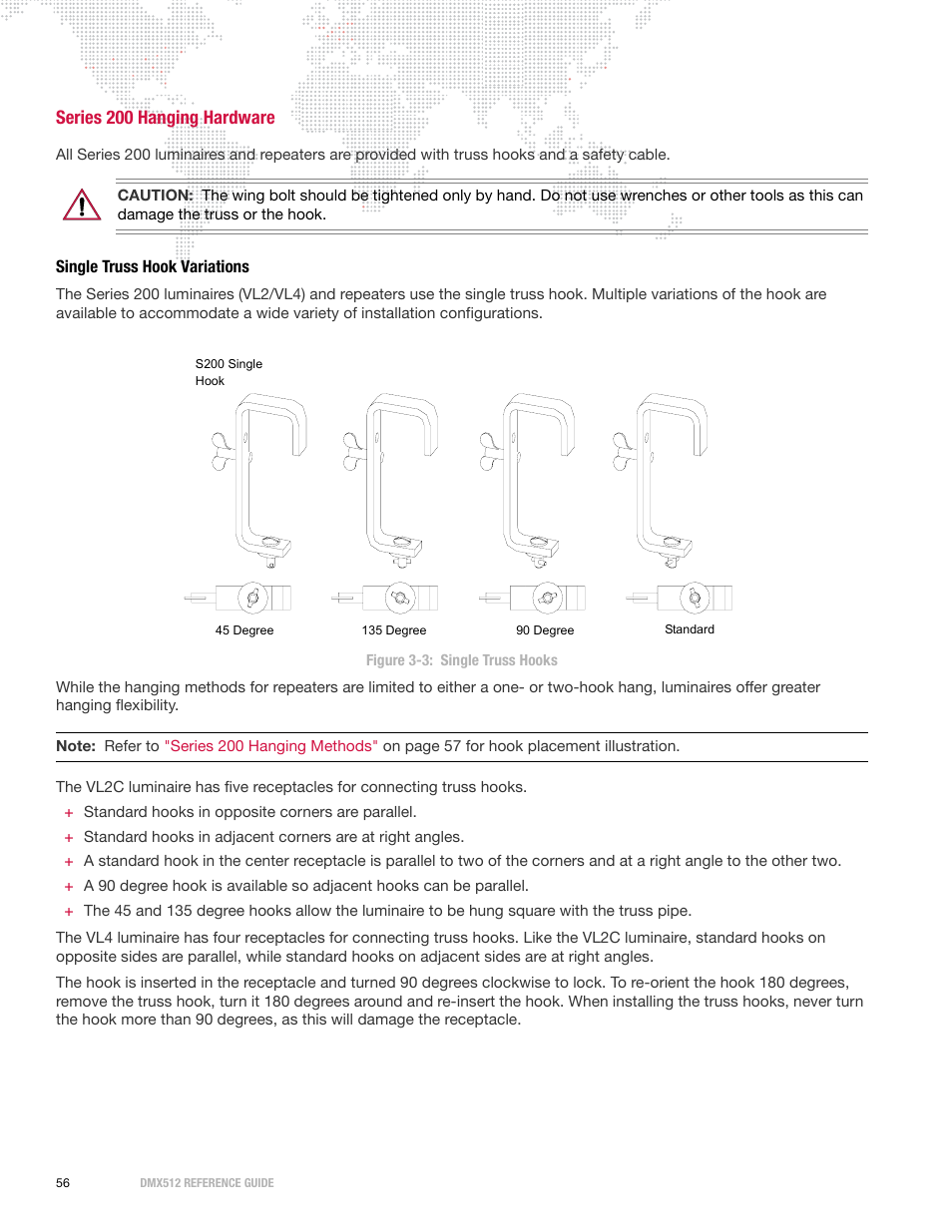 Series 200 hanging hardware, Single truss hook variations | PRG DMX Reference Guide 5.4 User Manual | Page 64 / 166