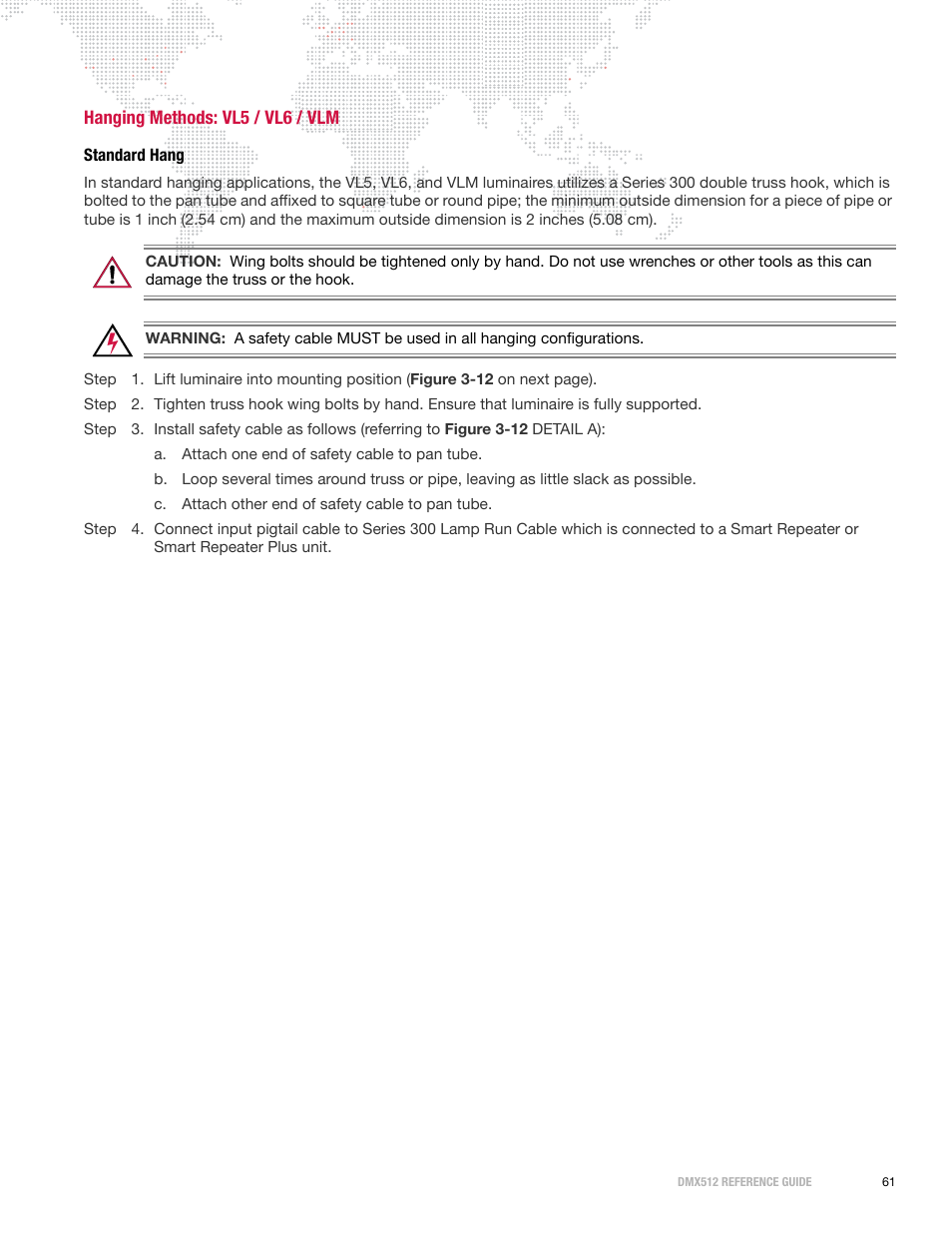 Hanging methods: vl5 / vl6 / vlm, Standard hang | PRG DMX Reference Guide 5.4 User Manual | Page 69 / 166