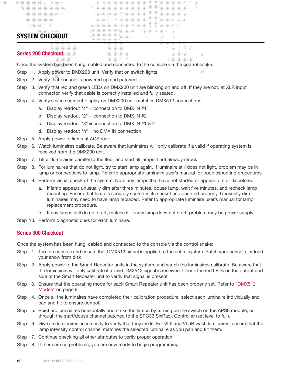 System checkout, Series 200 checkout, Series 300 checkout | Series 200 checkout series 300 checkout | PRG DMX Reference Guide 5.4 User Manual | Page 90 / 166