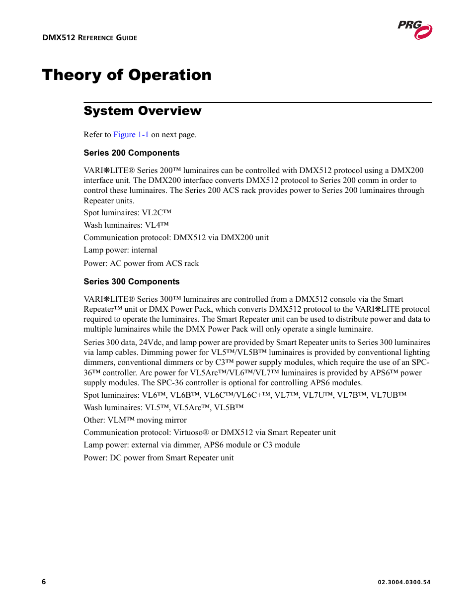 Theory of operation, System overview | PRG Controlling VARI-LITE Equipment Using DMX 512 User Manual | Page 14 / 176