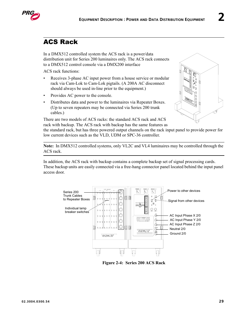 Acs rack | PRG Controlling VARI-LITE Equipment Using DMX 512 User Manual | Page 37 / 176