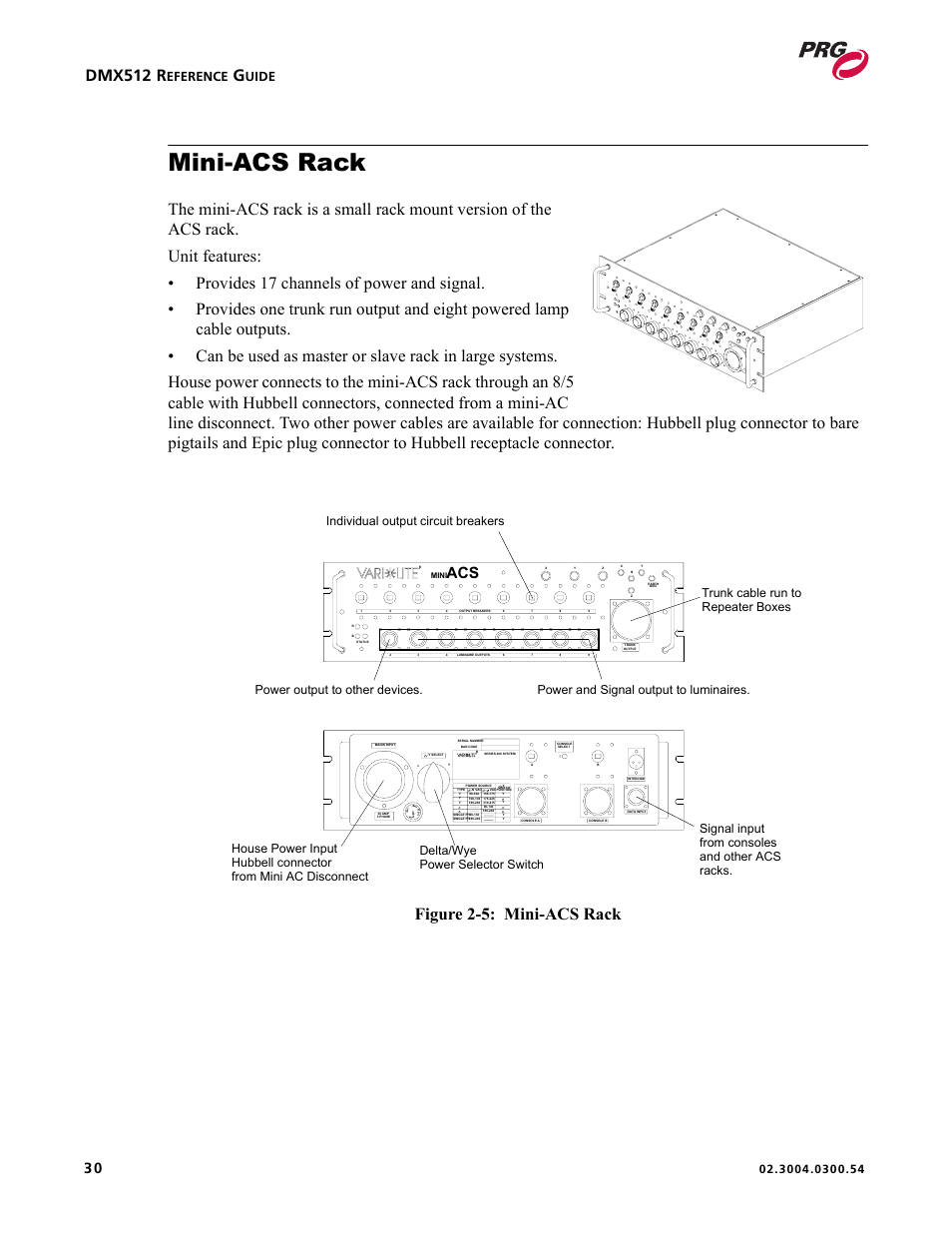 Mini-acs rack, Dmx512 r, Eference | Uide | PRG Controlling VARI-LITE Equipment Using DMX 512 User Manual | Page 38 / 176