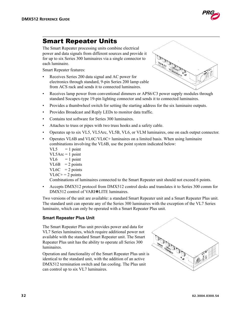 Smart repeater units | PRG Controlling VARI-LITE Equipment Using DMX 512 User Manual | Page 40 / 176