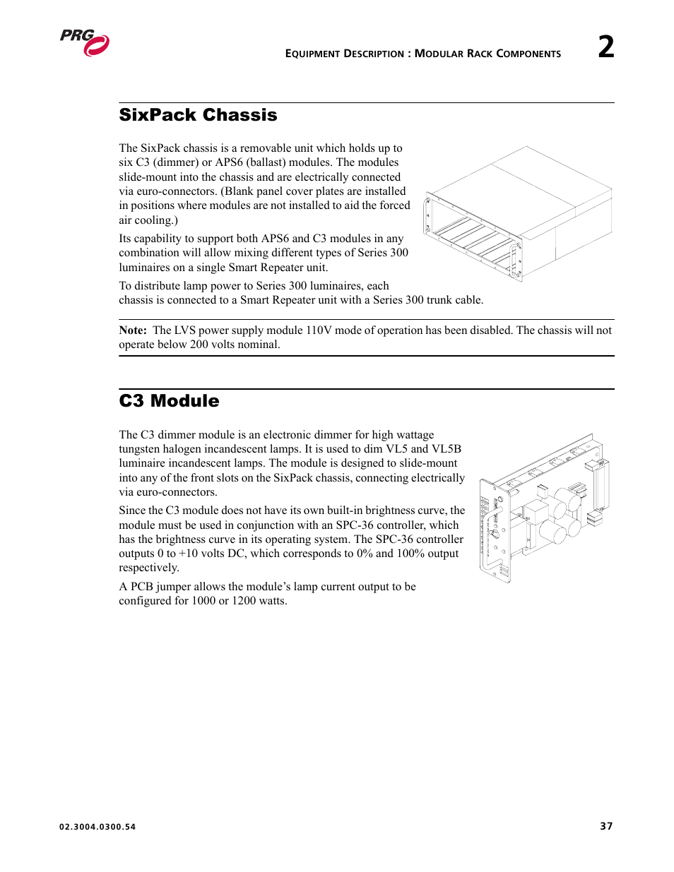 Sixpack chassis, C3 module, Sixpack chassis c3 module | PRG Controlling VARI-LITE Equipment Using DMX 512 User Manual | Page 45 / 176