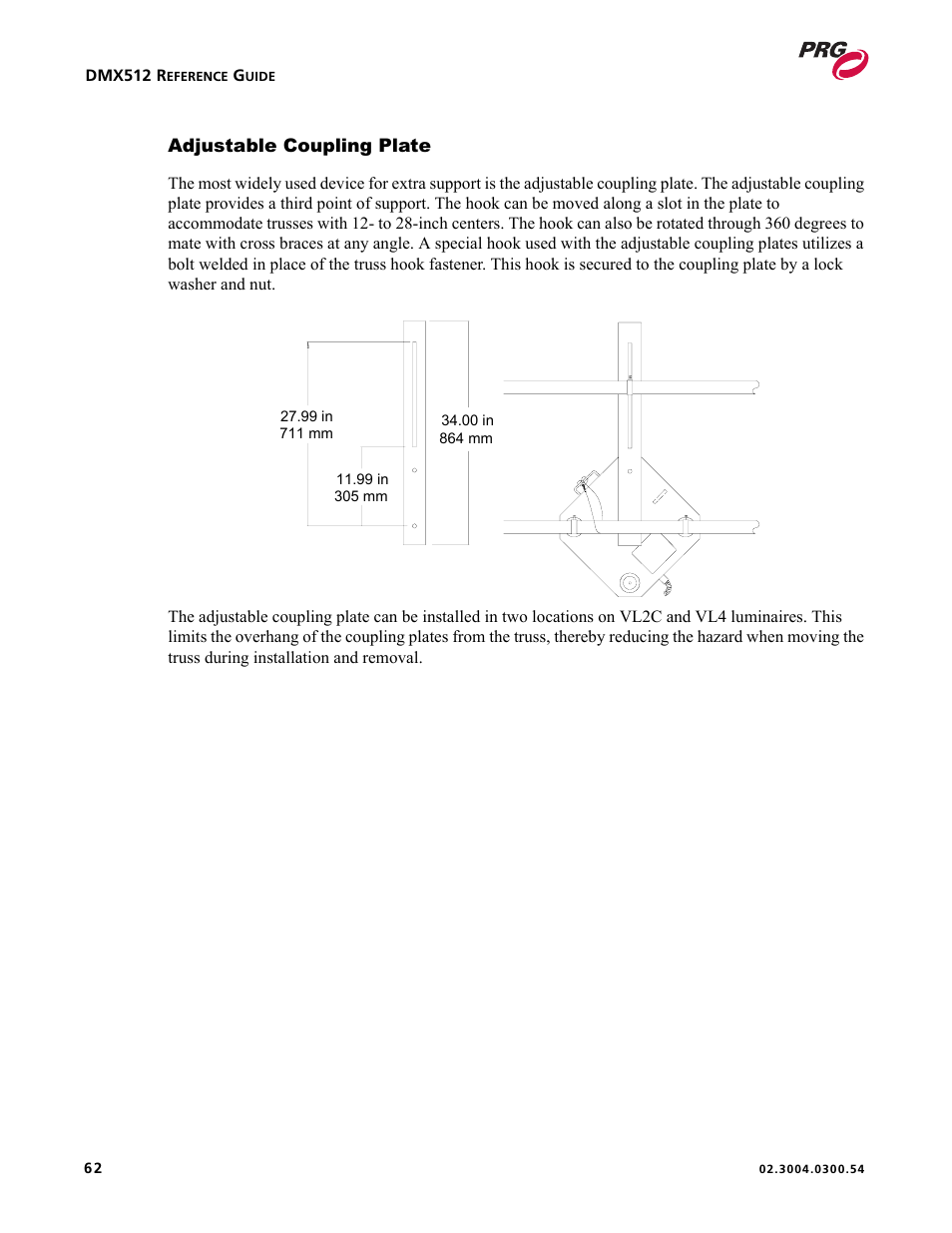 Adjustable coupling plate | PRG Controlling VARI-LITE Equipment Using DMX 512 User Manual | Page 70 / 176