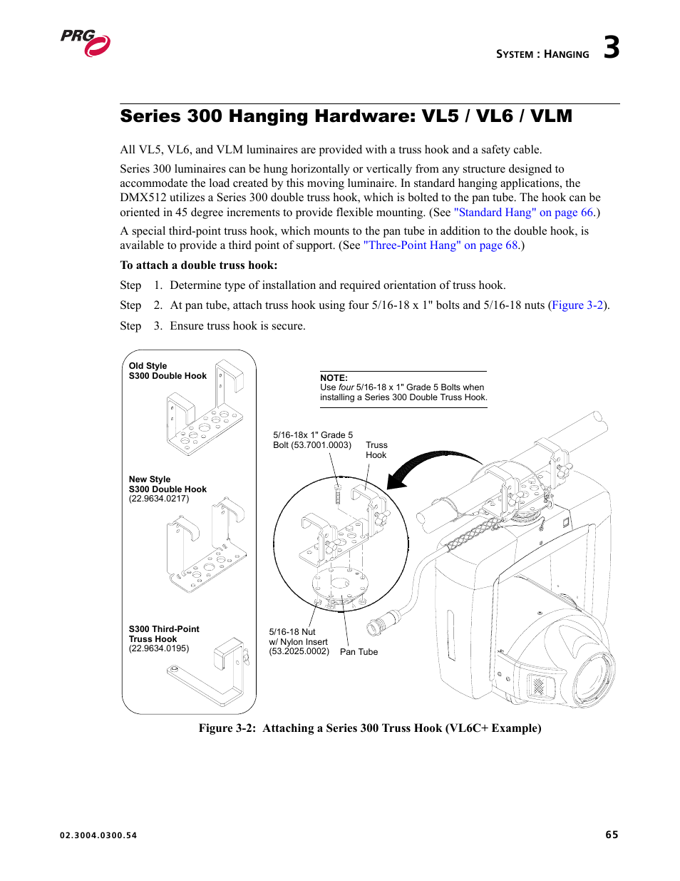 Series 300 hanging hardware: vl5 / vl6 / vlm | PRG Controlling VARI-LITE Equipment Using DMX 512 User Manual | Page 73 / 176