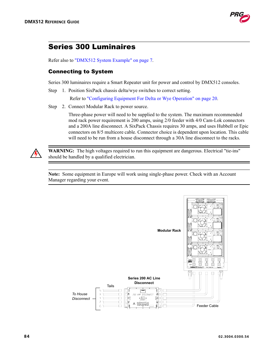 Series 300 luminaires, Connecting to system | PRG Controlling VARI-LITE Equipment Using DMX 512 User Manual | Page 92 / 176