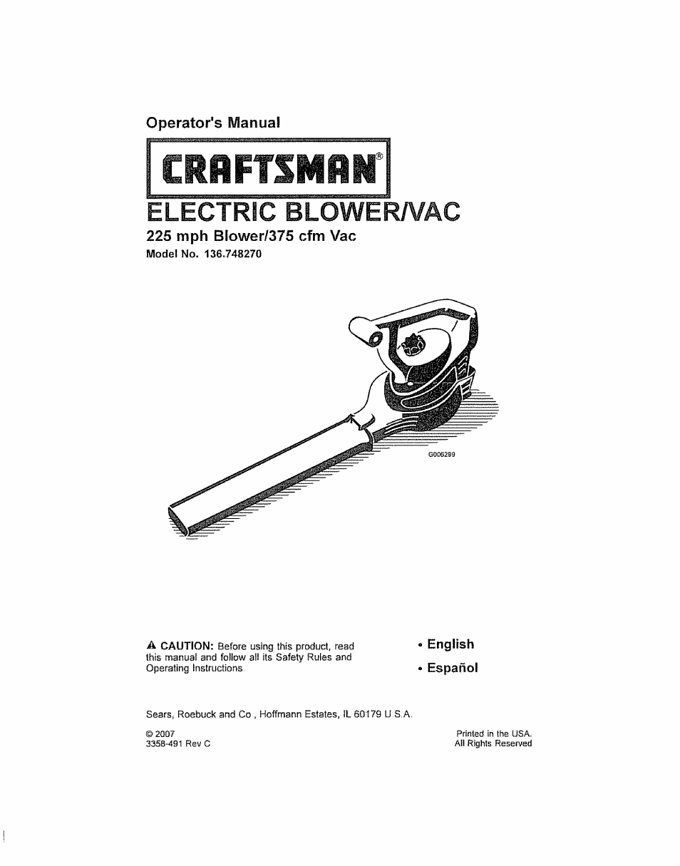 Craftsman 136.748270 User Manual | 20 pages