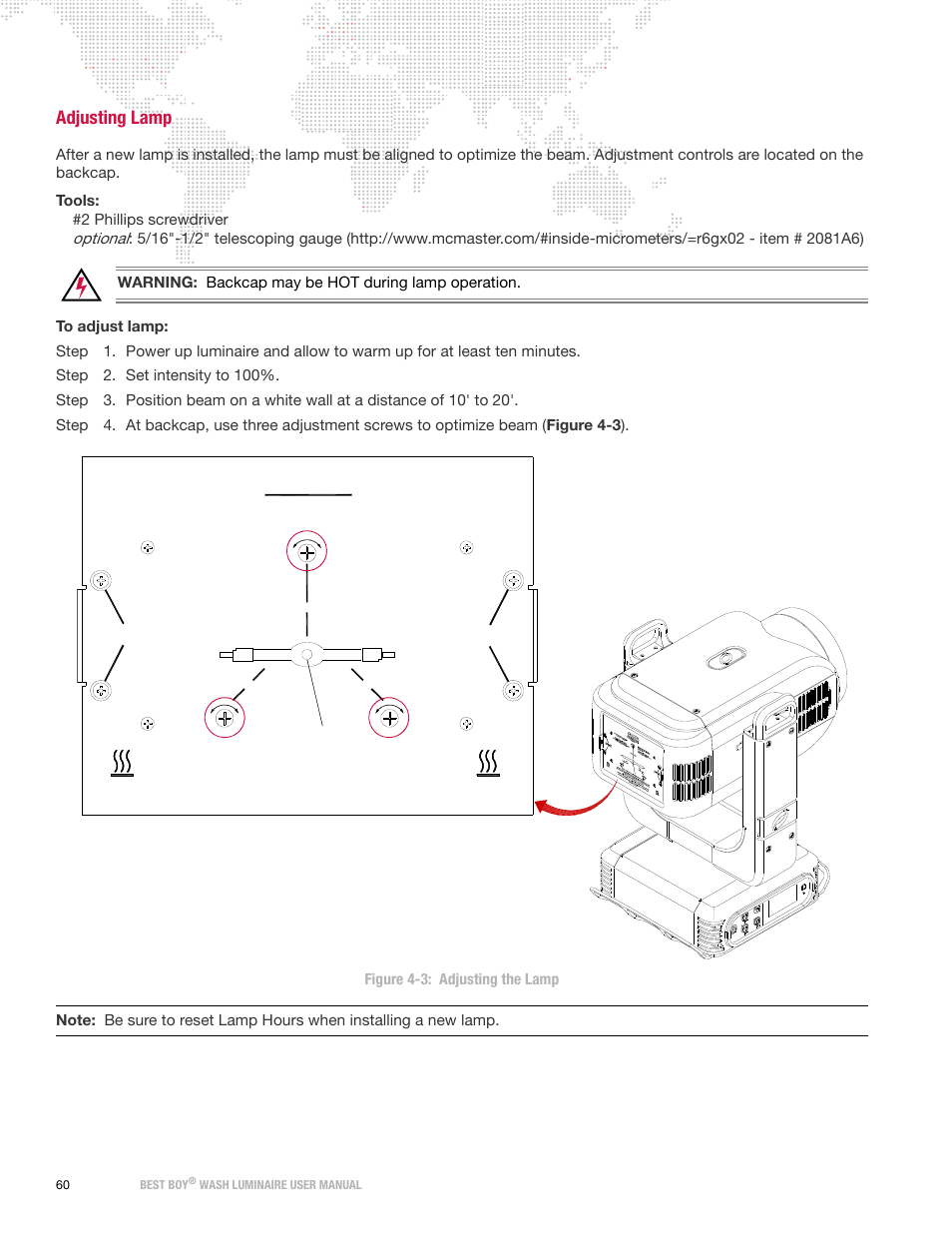 Adjusting lamp, Caution, Optional | PRG Best Boy Wash User Manual User Manual | Page 68 / 92