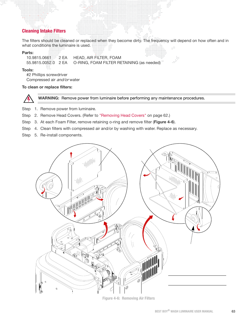 Cleaning intake filters | PRG Best Boy Wash User Manual User Manual | Page 71 / 92