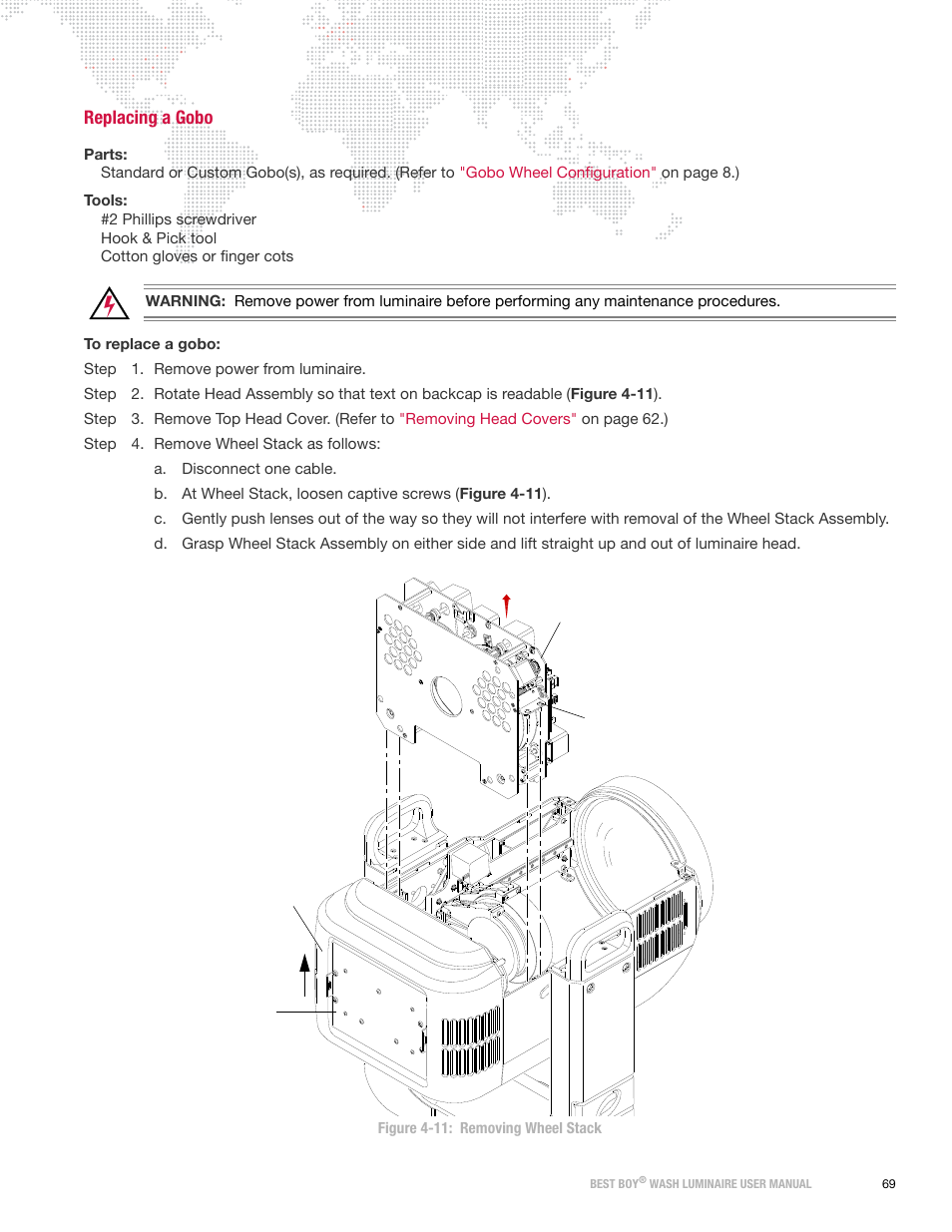 Replacing a gobo | PRG Best Boy Wash User Manual User Manual | Page 77 / 92