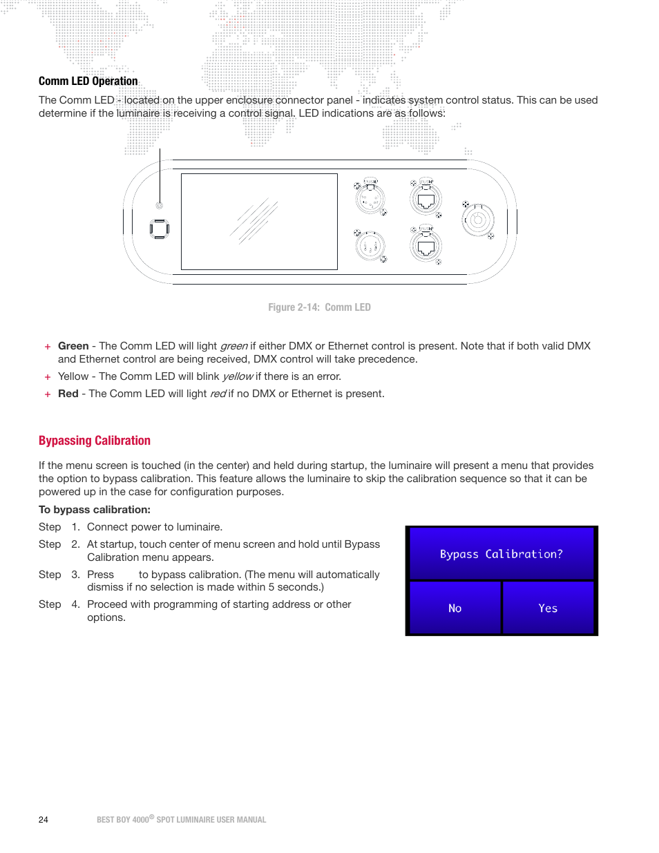 Comm led operation, Bypassing calibration | PRG Best Boy 4000 User Manual User Manual | Page 32 / 102