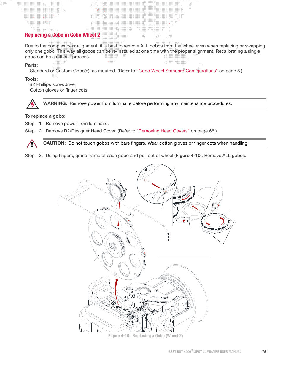 Replacing a gobo in gobo wheel 2 | PRG Best Boy 4000 User Manual User Manual | Page 83 / 102