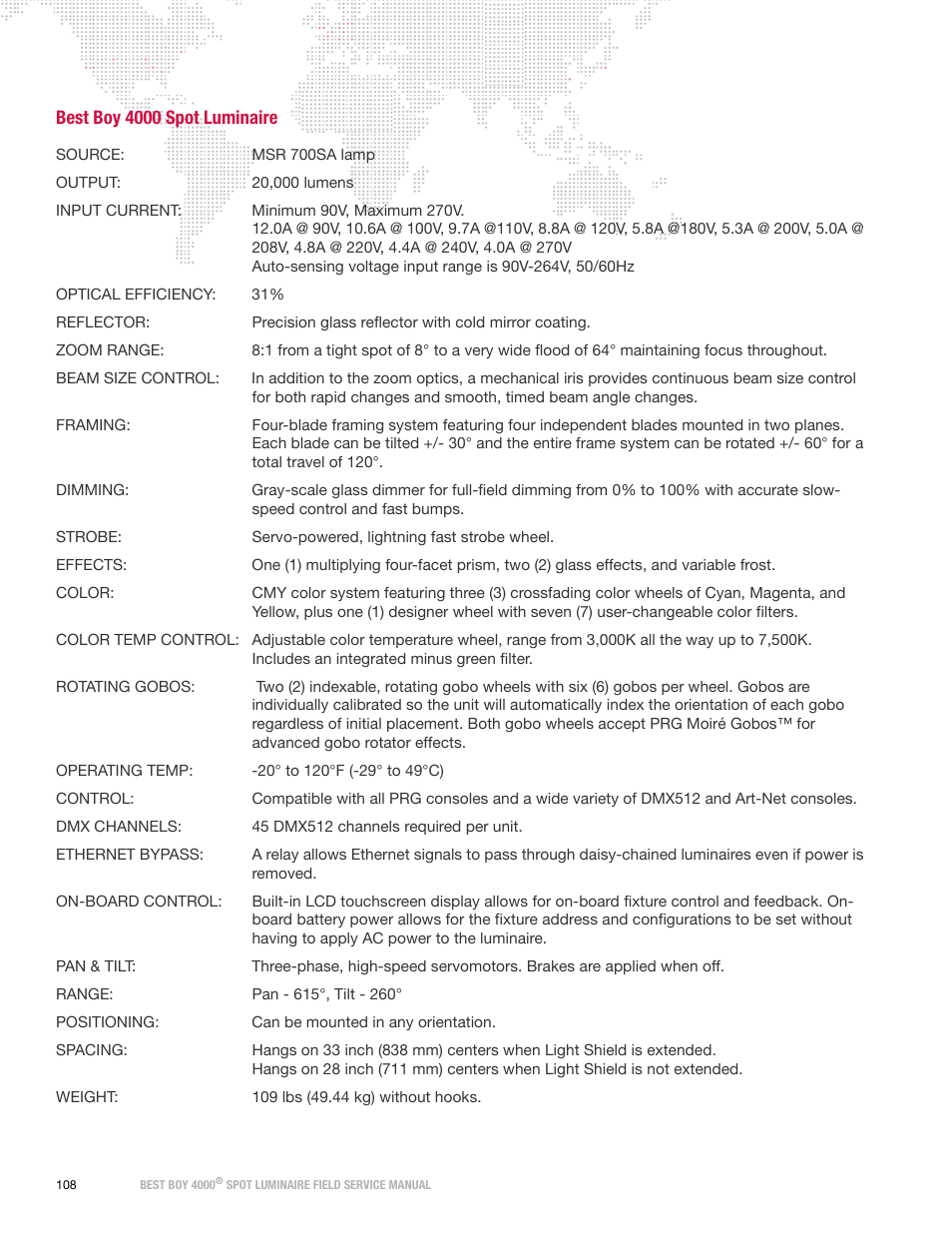 Best boy 4000 spot luminaire | PRG Best Boy Field Service Manual User Manual | Page 116 / 120