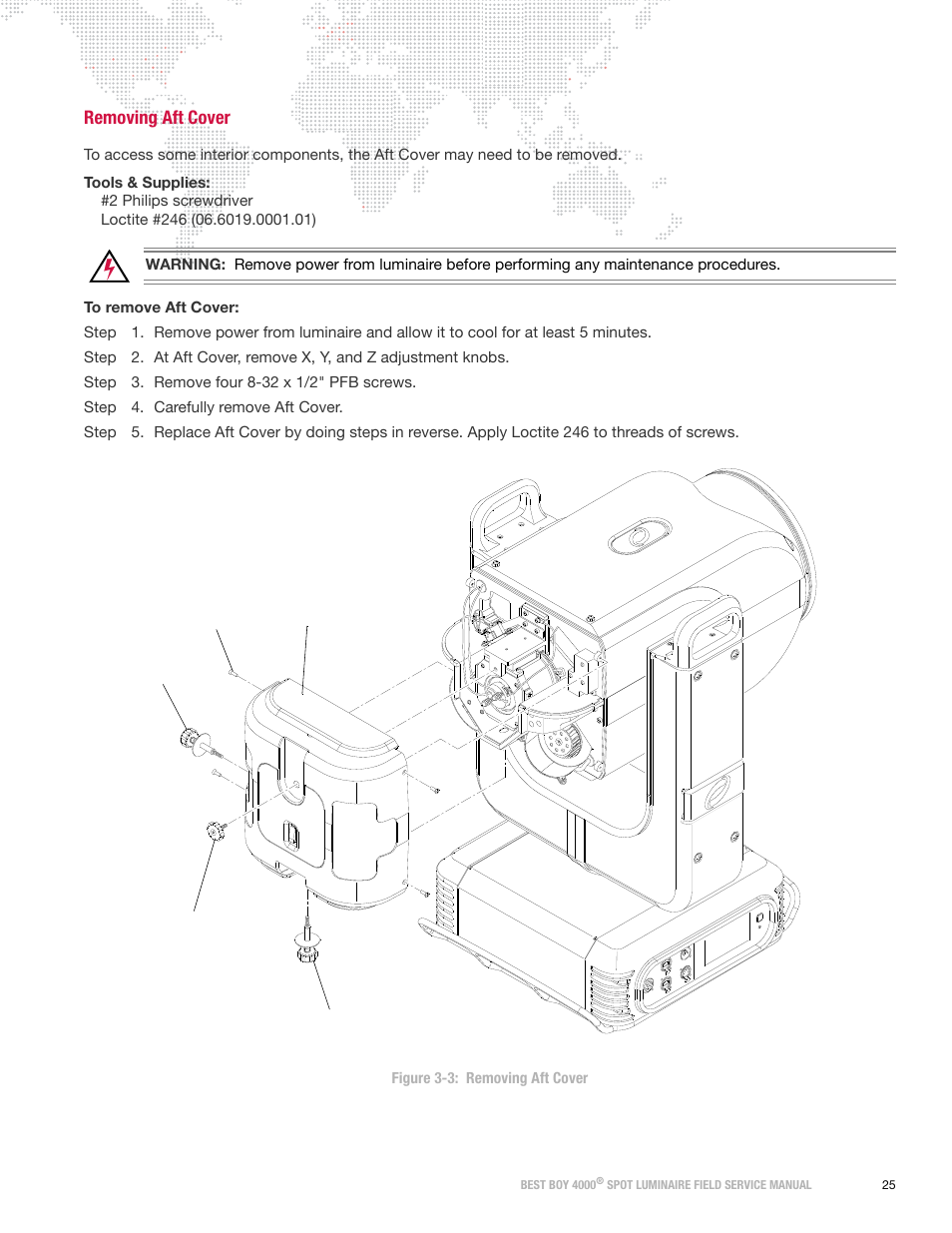 Removing aft cover | PRG Best Boy Field Service Manual User Manual | Page 33 / 120