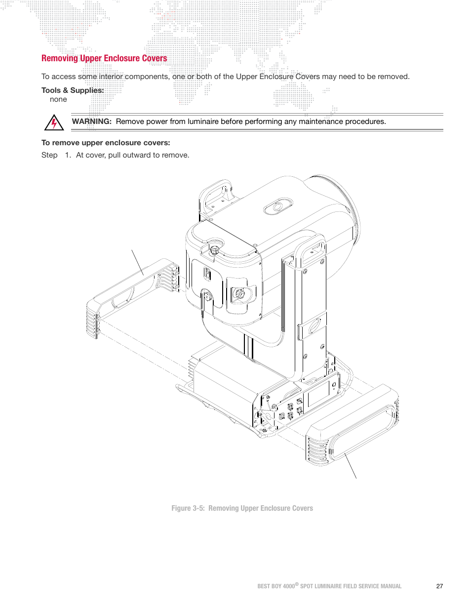 Removing upper enclosure covers | PRG Best Boy Field Service Manual User Manual | Page 35 / 120