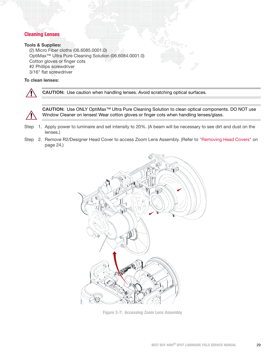Cleaning lenses | PRG Best Boy Field Service Manual User Manual | Page 37 / 120