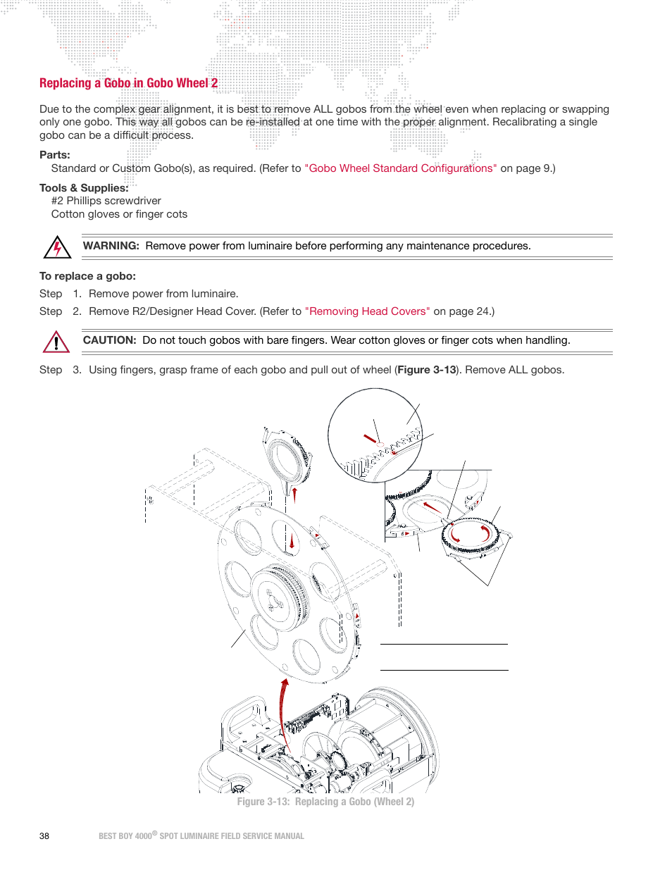 Replacing a gobo in gobo wheel 2 | PRG Best Boy Field Service Manual User Manual | Page 46 / 120
