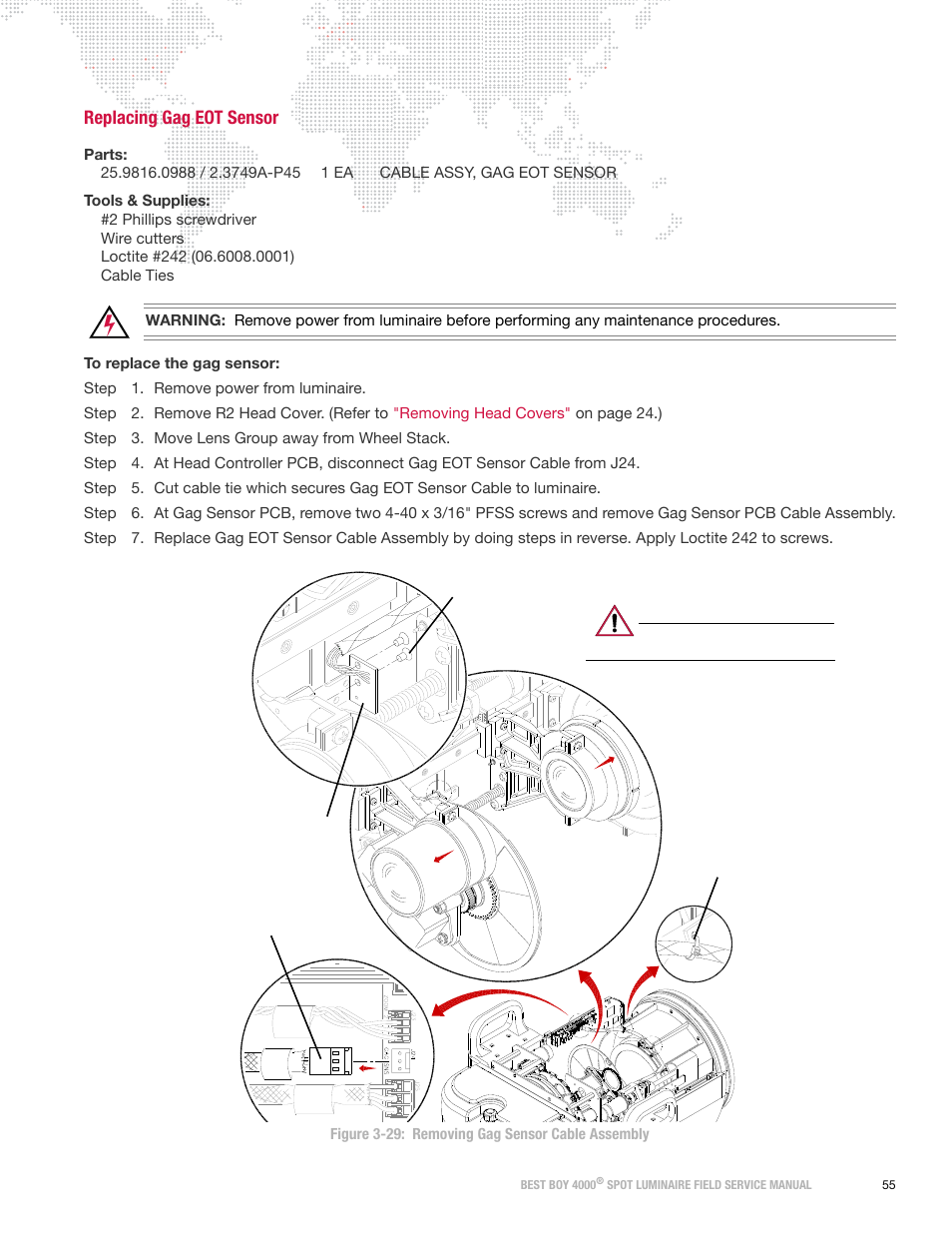 Replacing gag eot sensor | PRG Best Boy Field Service Manual User Manual | Page 63 / 120