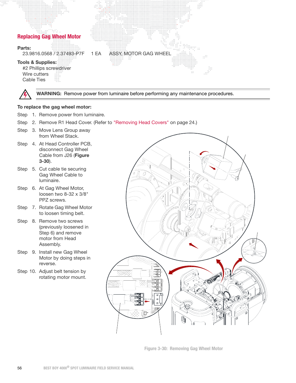 Replacing gag wheel motor | PRG Best Boy Field Service Manual User Manual | Page 64 / 120