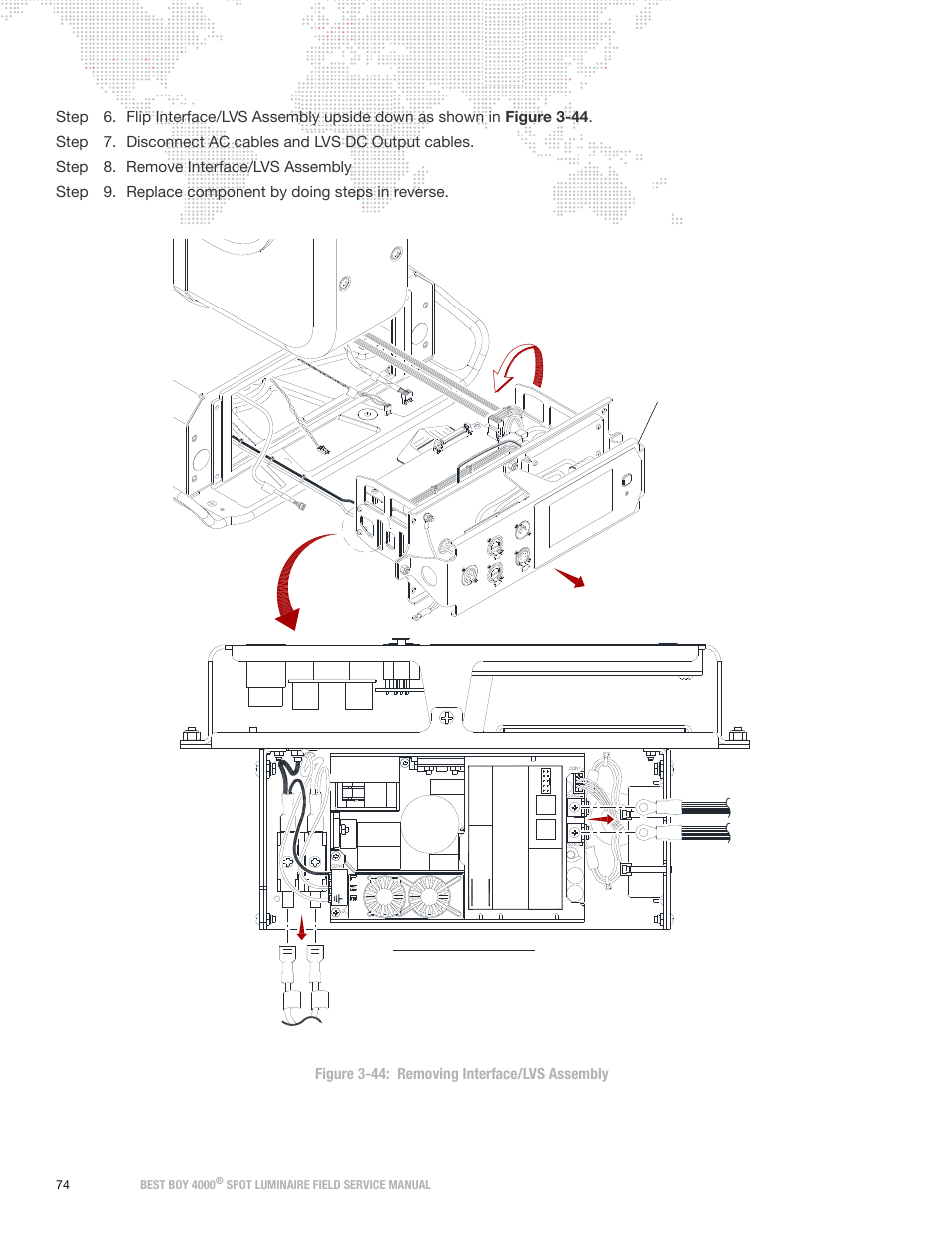 Spot luminaire field service manual, Top view - cable layout | PRG Best Boy Field Service Manual User Manual | Page 82 / 120