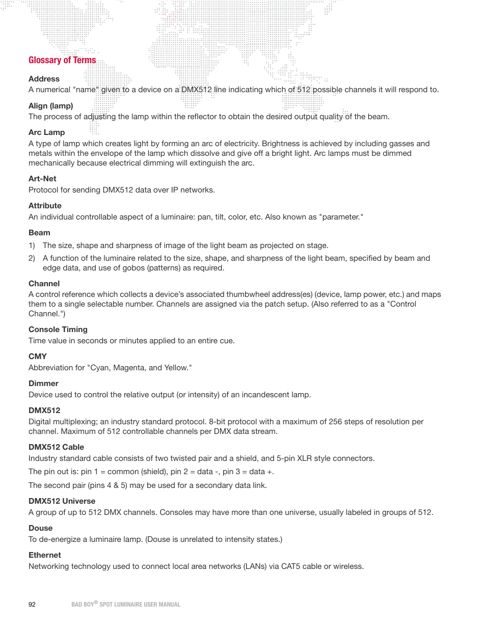 Glossary of terms | PRG Bad Boy User Manual 1.6 User Manual | Page 100 / 104