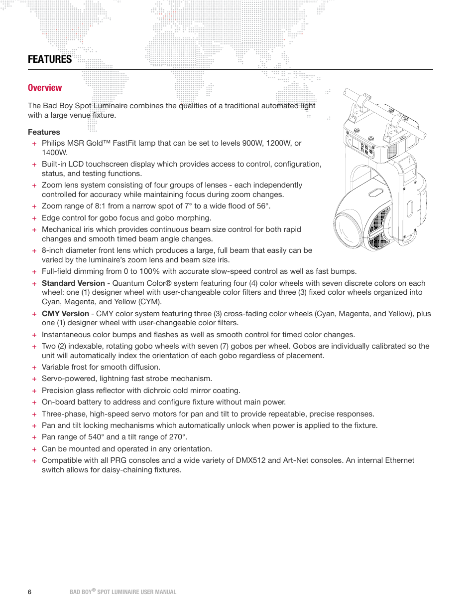 Features, Overview | PRG Bad Boy User Manual 1.6 User Manual | Page 14 / 104