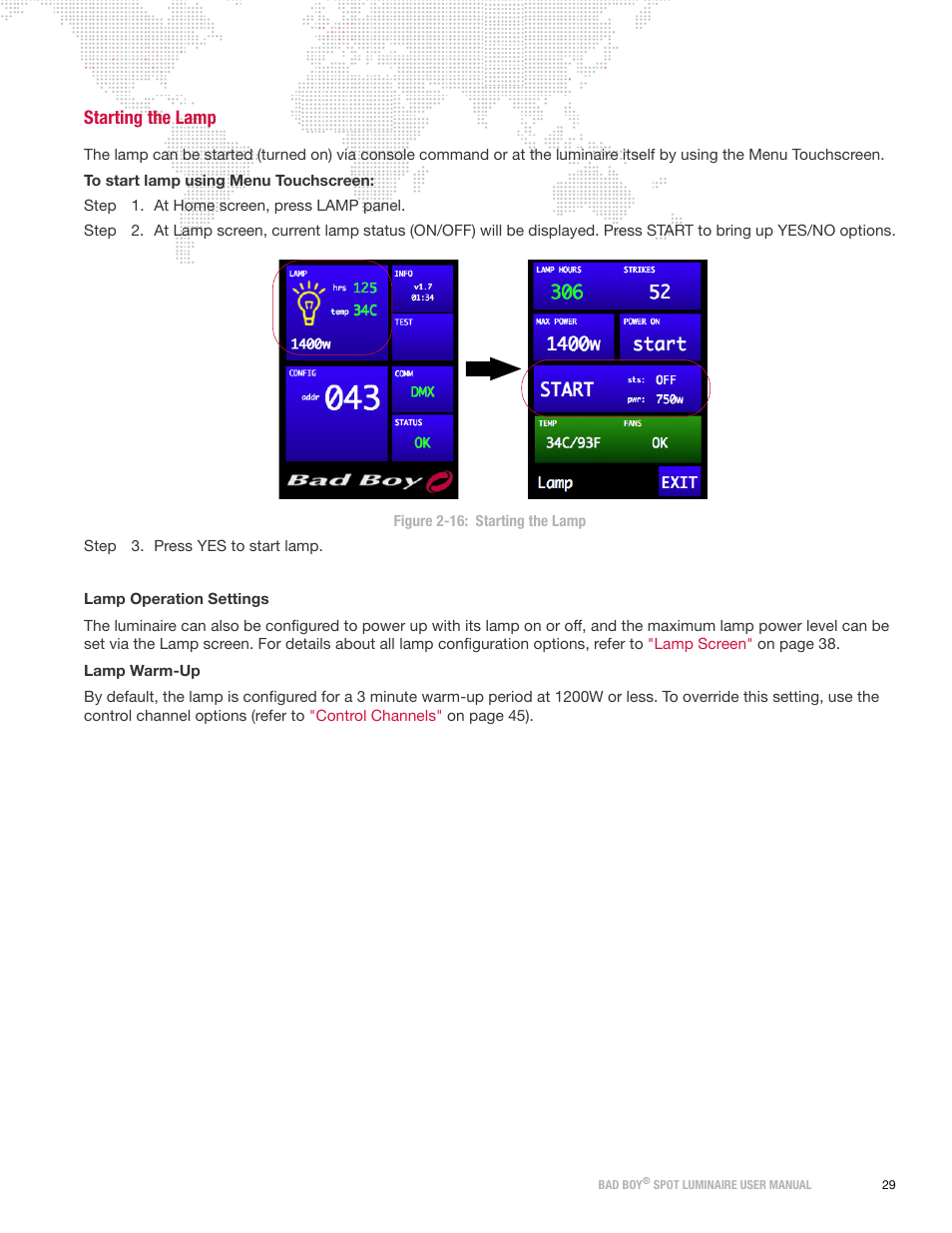 Starting the lamp | PRG Bad Boy User Manual 1.6 User Manual | Page 37 / 104