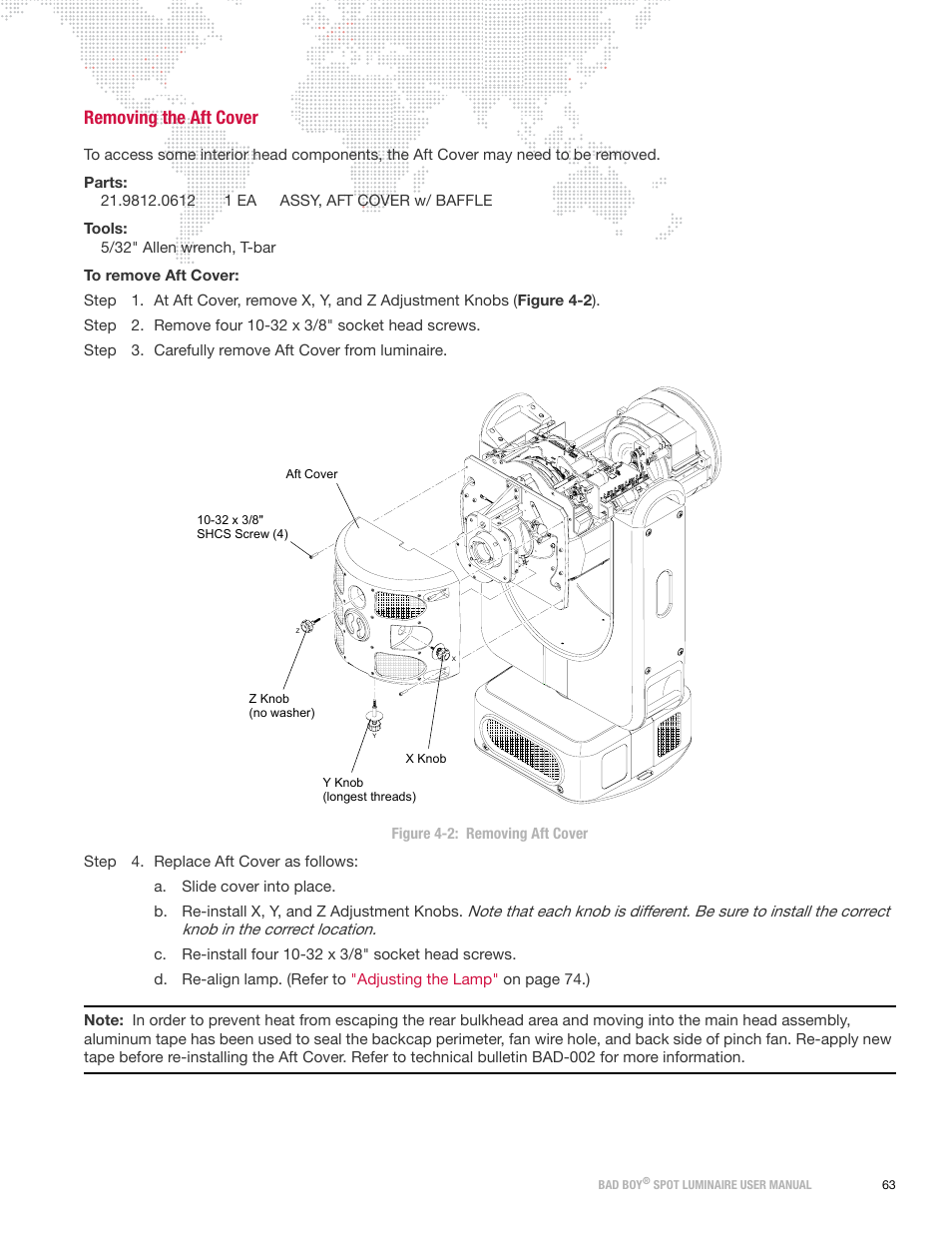Removing the aft cover | PRG Bad Boy User Manual 1.6 User Manual | Page 71 / 104