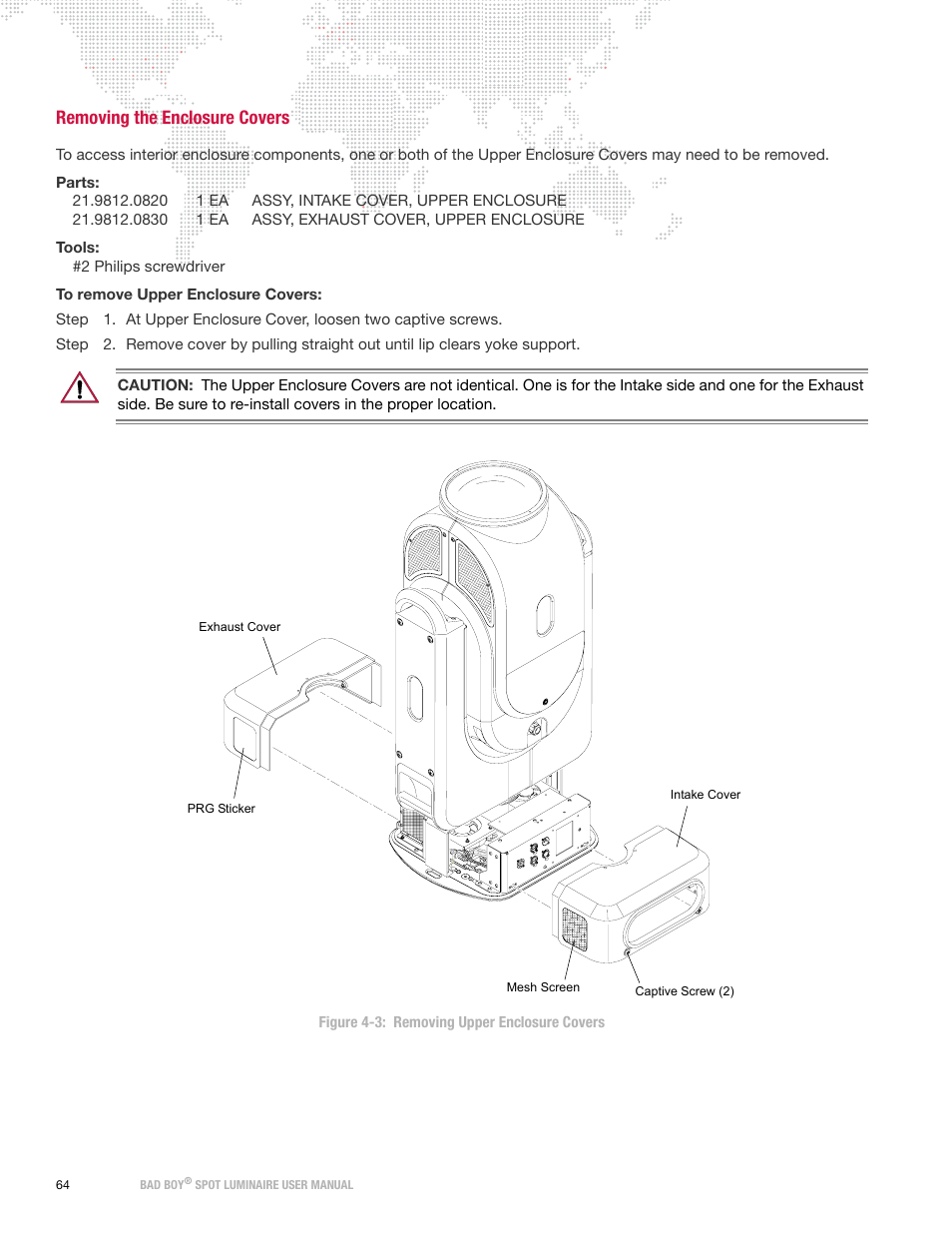 Removing the enclosure covers | PRG Bad Boy User Manual 1.6 User Manual | Page 72 / 104