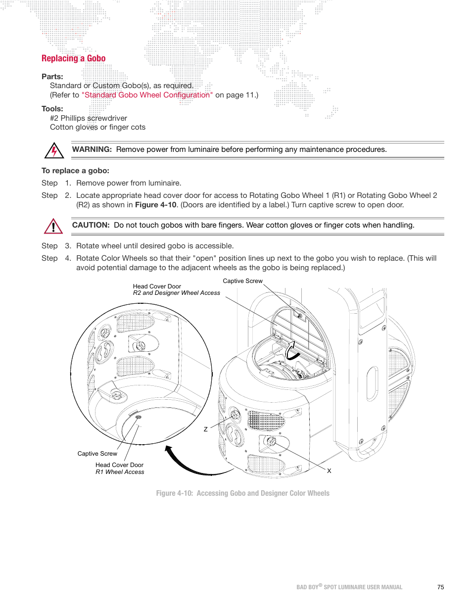 Replacing a gobo | PRG Bad Boy User Manual 1.6 User Manual | Page 83 / 104