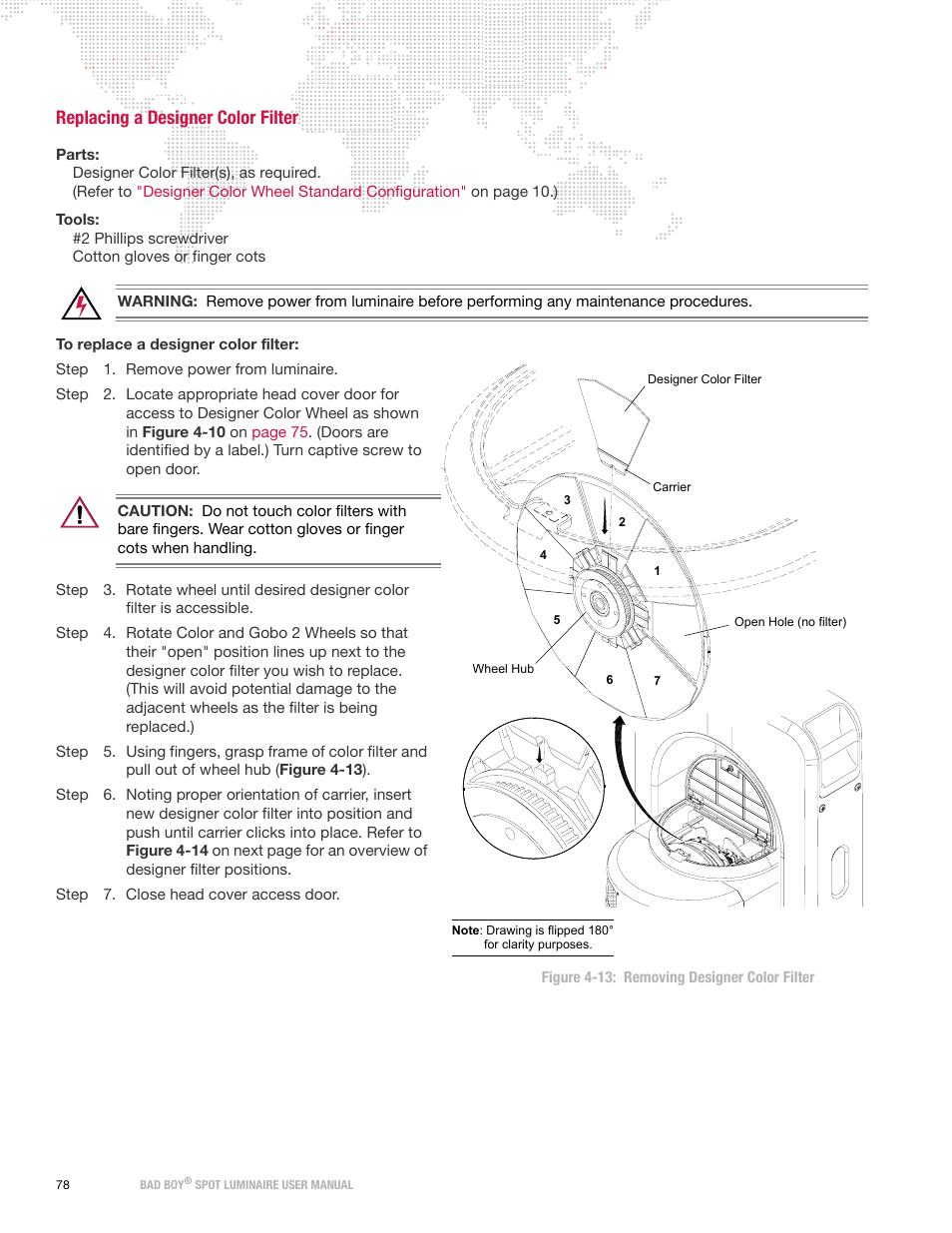 Replacing a designer color filter | PRG Bad Boy User Manual 1.6 User Manual | Page 86 / 104