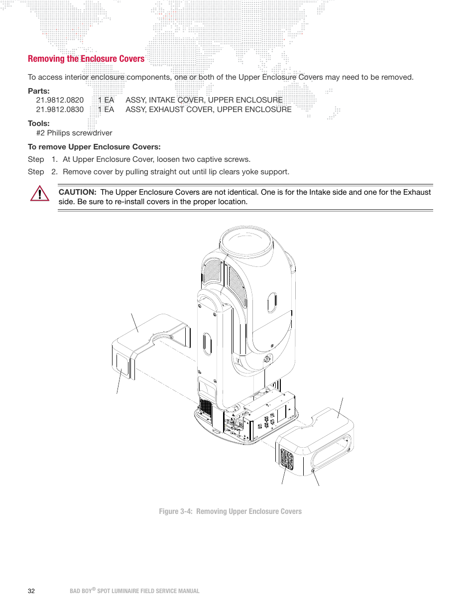 Removing the enclosure covers | PRG Bad Boy Field Service Manual User Manual | Page 40 / 115