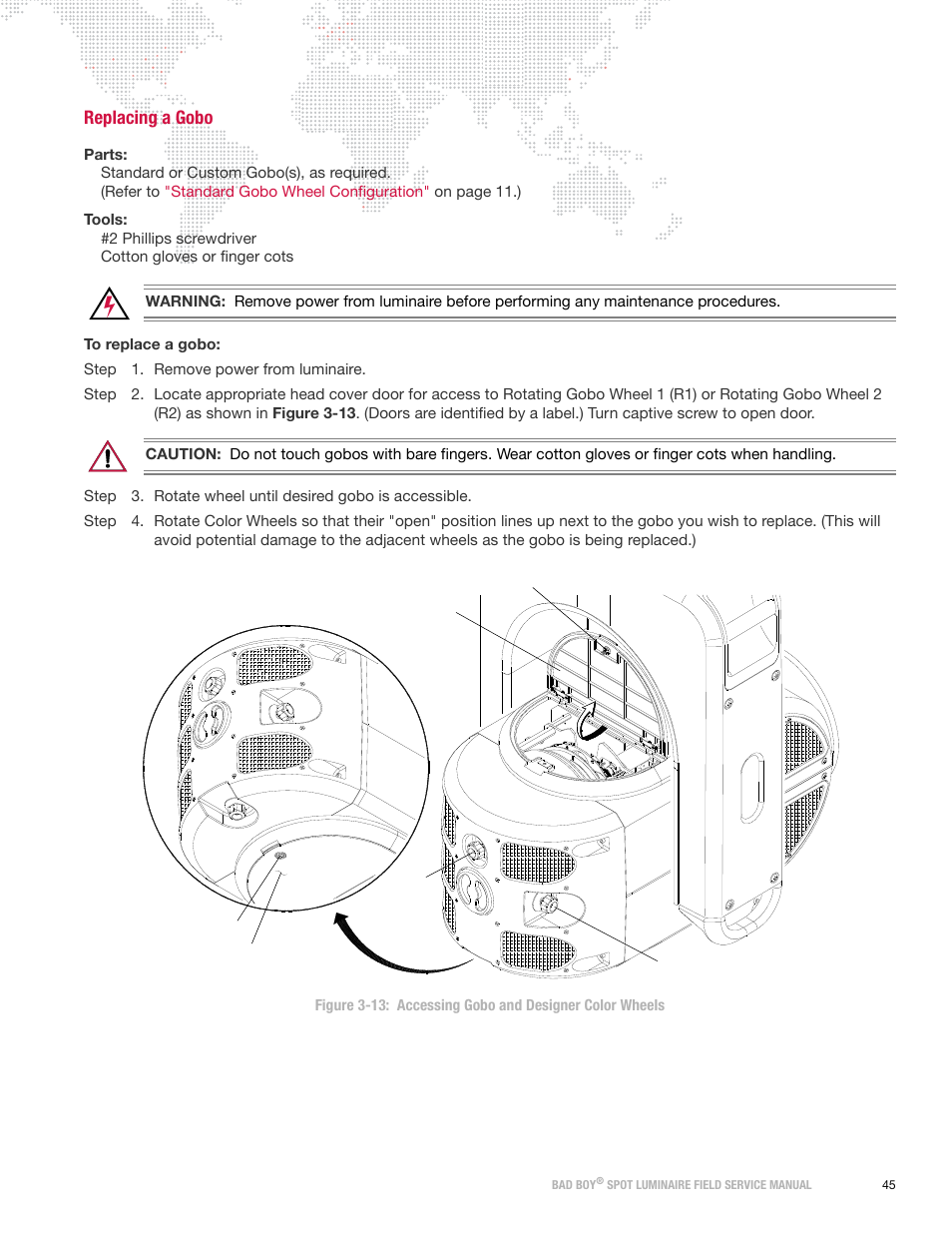 Replacing a gobo | PRG Bad Boy Field Service Manual User Manual | Page 53 / 115