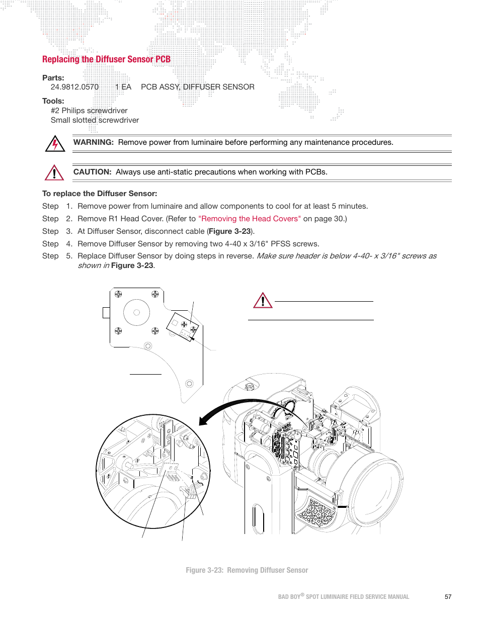 Replacing the diffuser sensor pcb | PRG Bad Boy Field Service Manual User Manual | Page 65 / 115